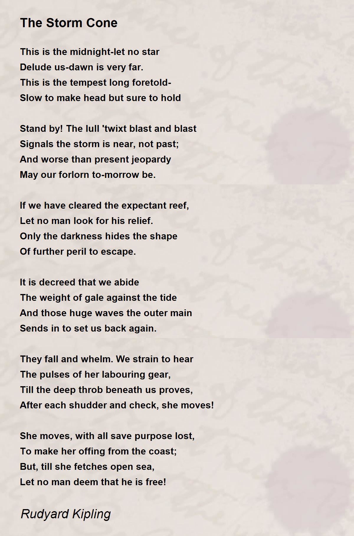 The Storm Cone Poem by Rudyard Kipling - Poem Hunter Comments