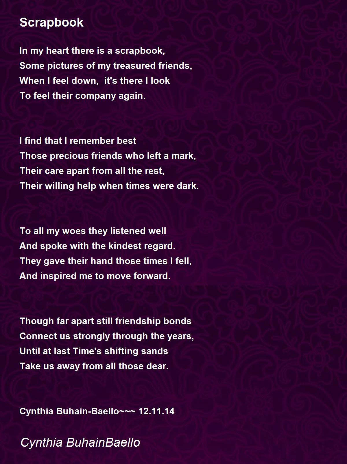 Scrapbook Poem by Cynthia BuhainBaello Poem Hunter