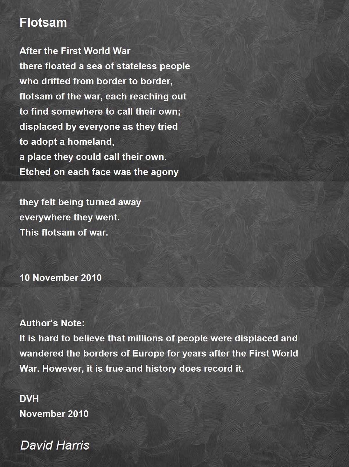 Flotsam Flotsam Poem by David Harris