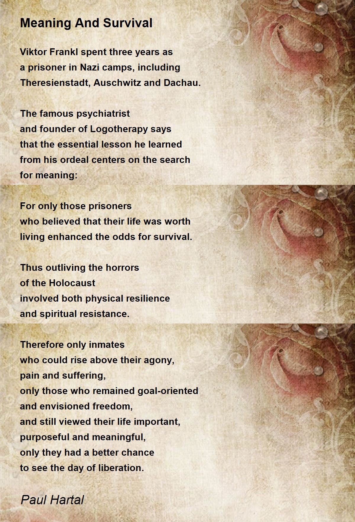 Meaning And Survival - Meaning And Survival Poem by Paul Hartal