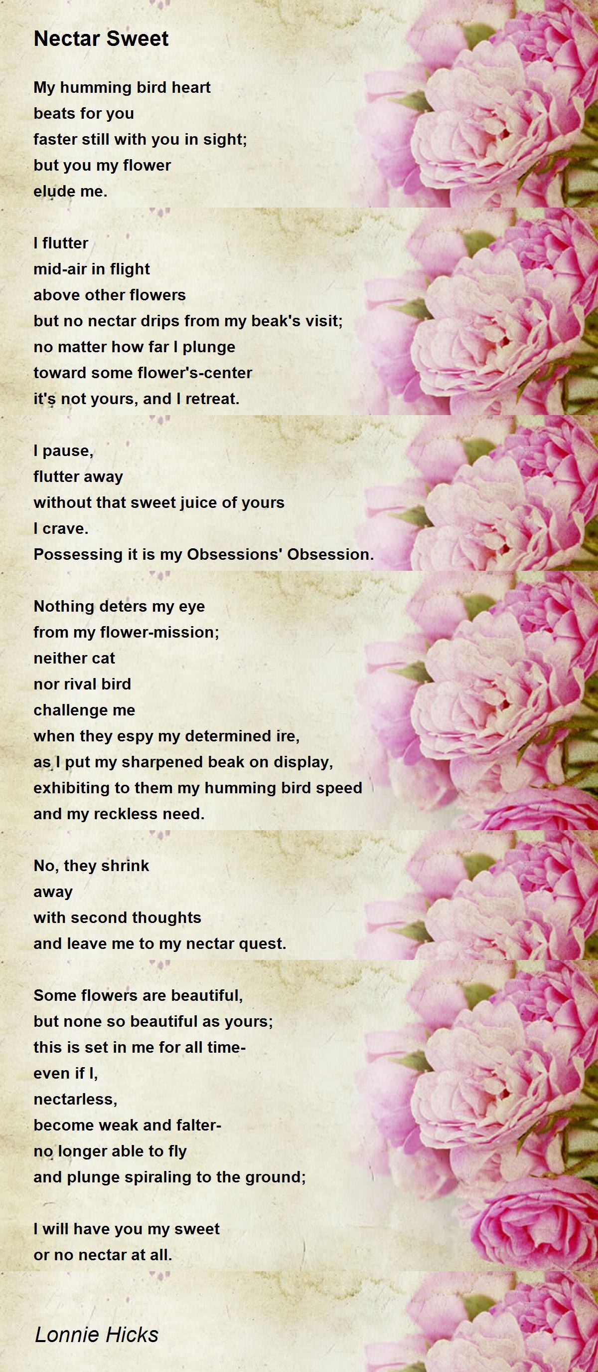 Nectar Sweet Nectar Sweet Poem by Lonnie Hicks