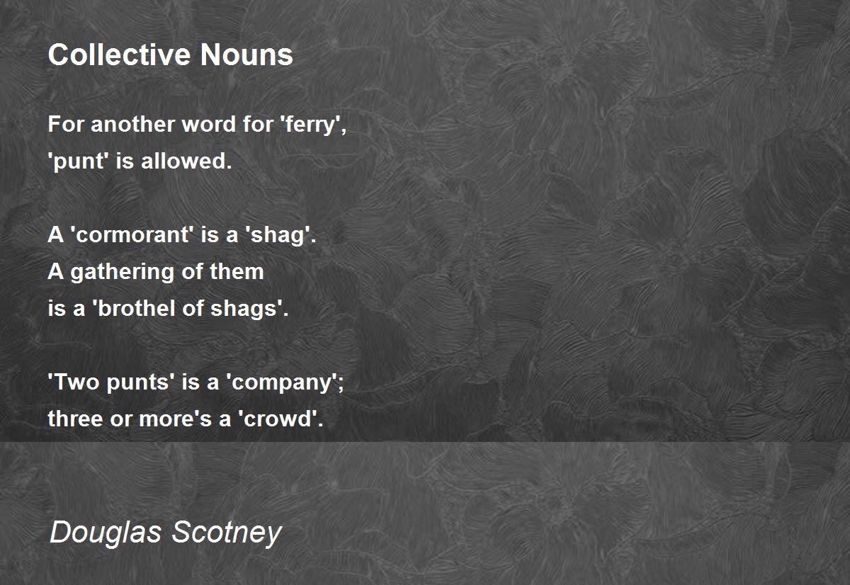 Collective Nouns Collective Nouns Poem by Douglas Scotney