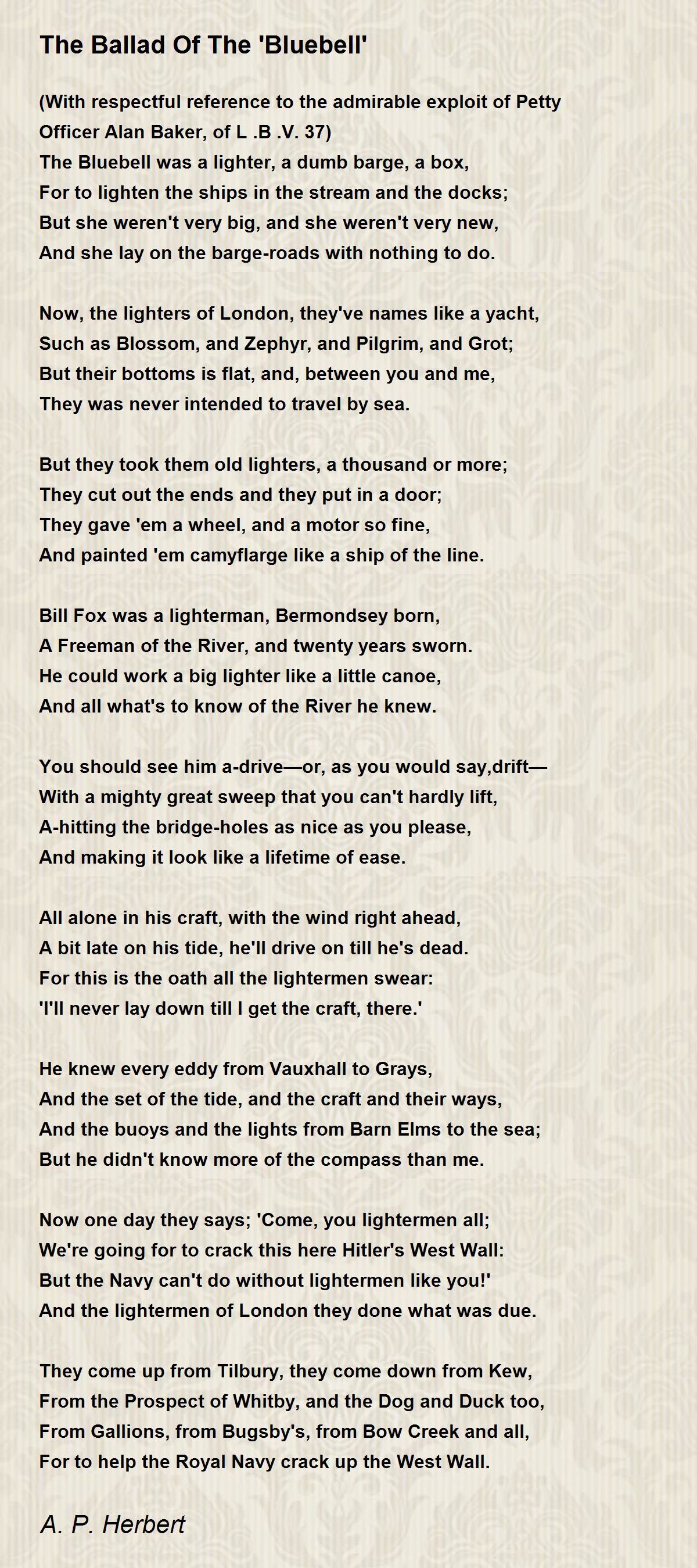 The Ballad Of The 'Bluebell' The Ballad Of The 'Bluebell' Poem by A