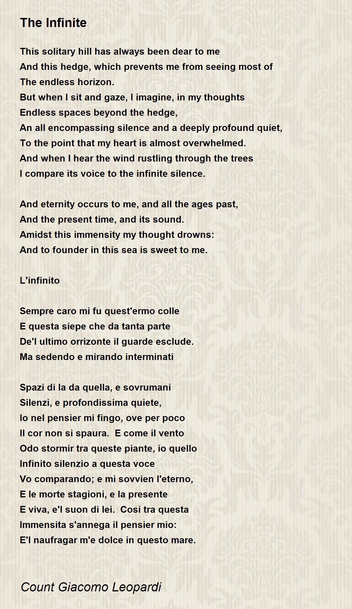 The Infinite Poem by Count Giacomo Leopardi - Poem Hunter
