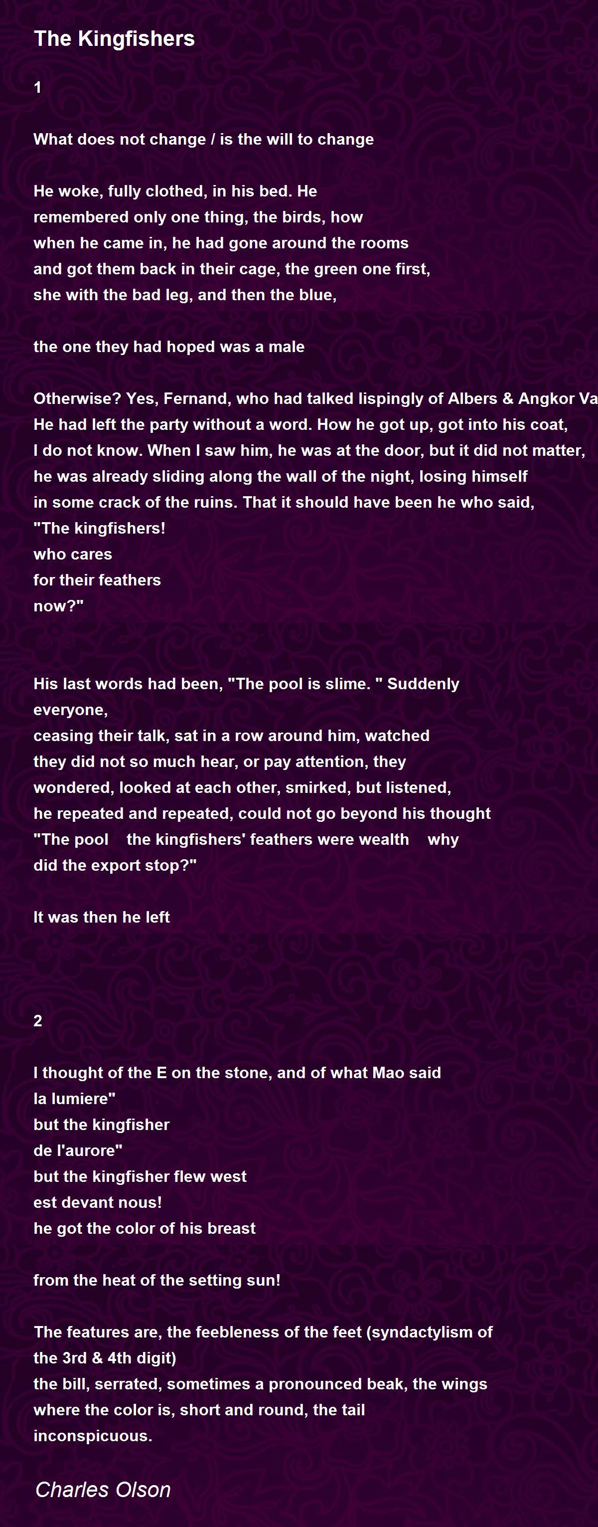 The Kingfishers The Kingfishers Poem by Charles Olson