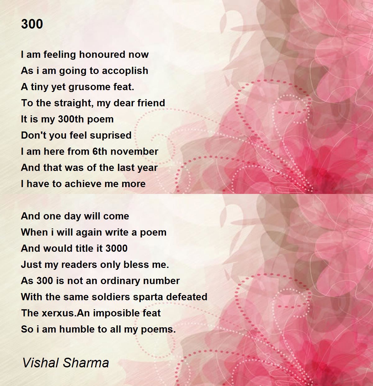 300 By Vishal Sharma 300 Poem