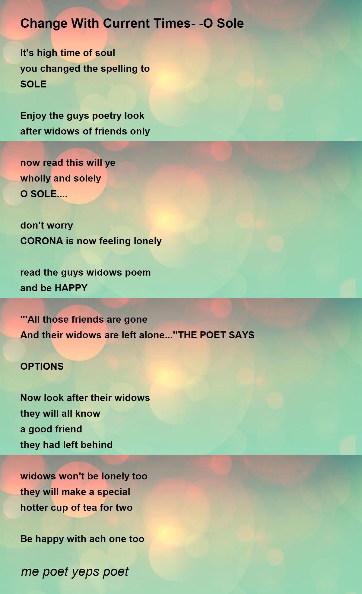 Change With Current Times O Sole Change With Current Times O Sole