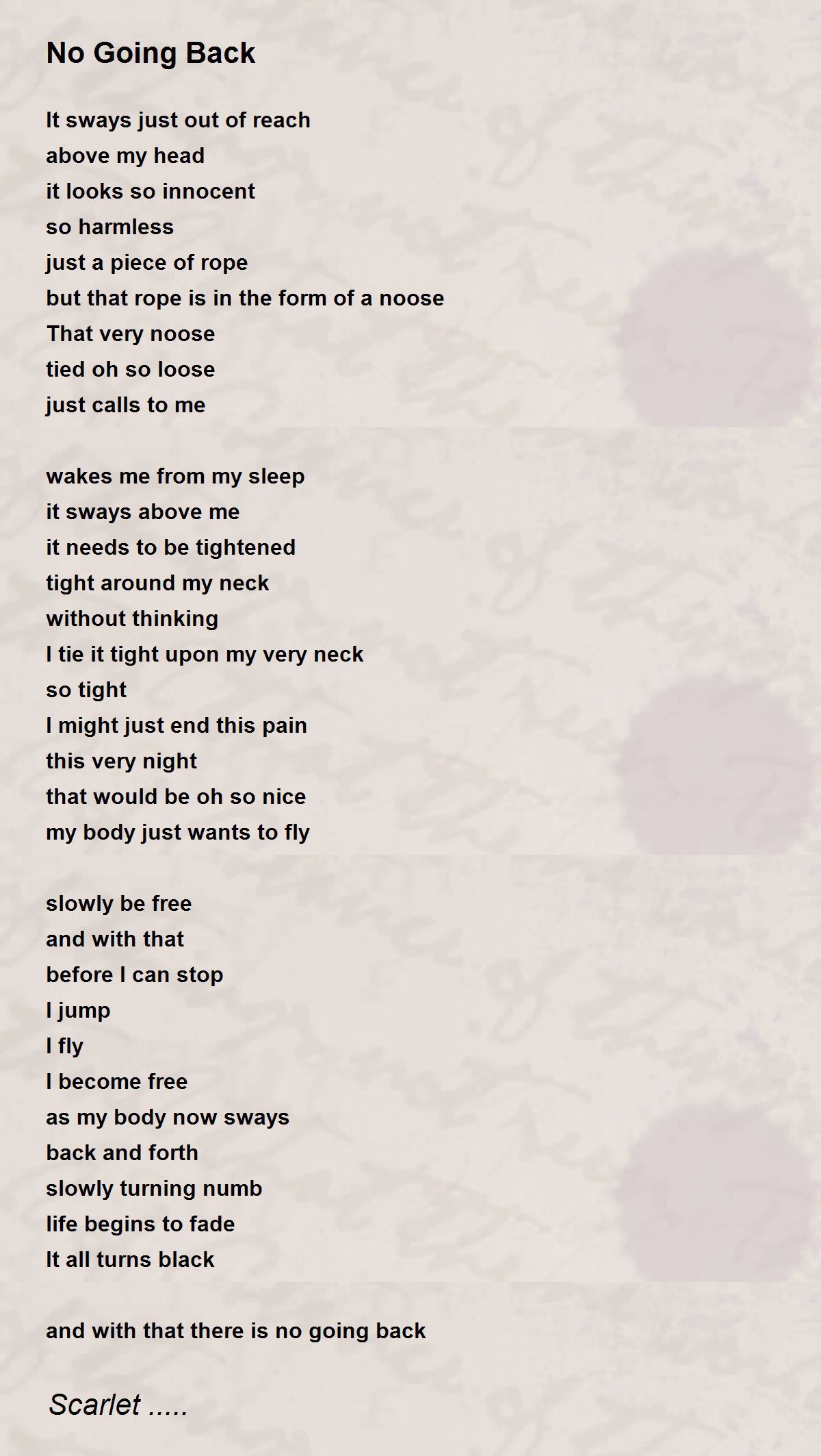 No Going Back No Going Back Poem by Scarlet..