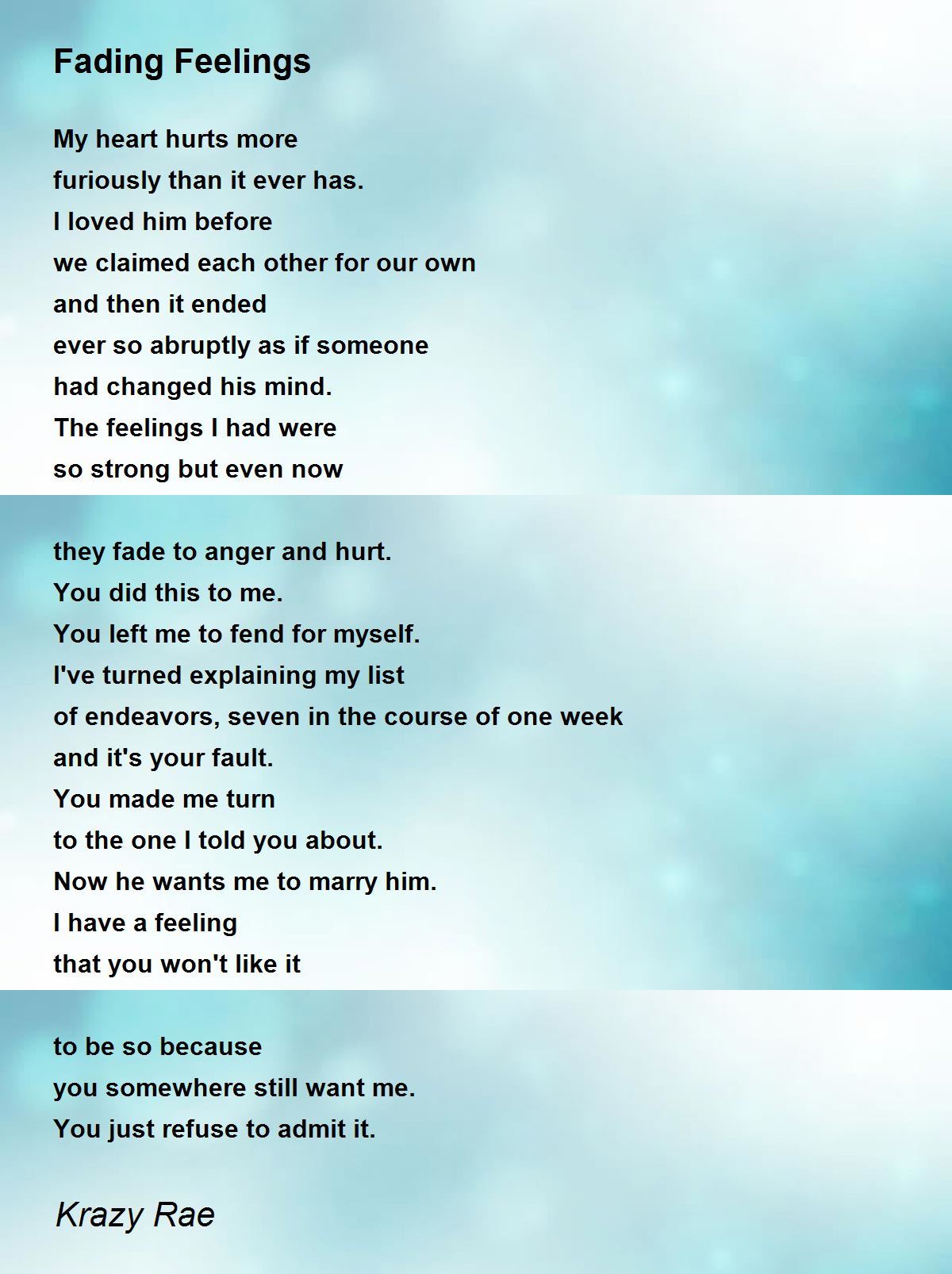 Fading Feelings Poem by Krazy Rae - Poem Hunter