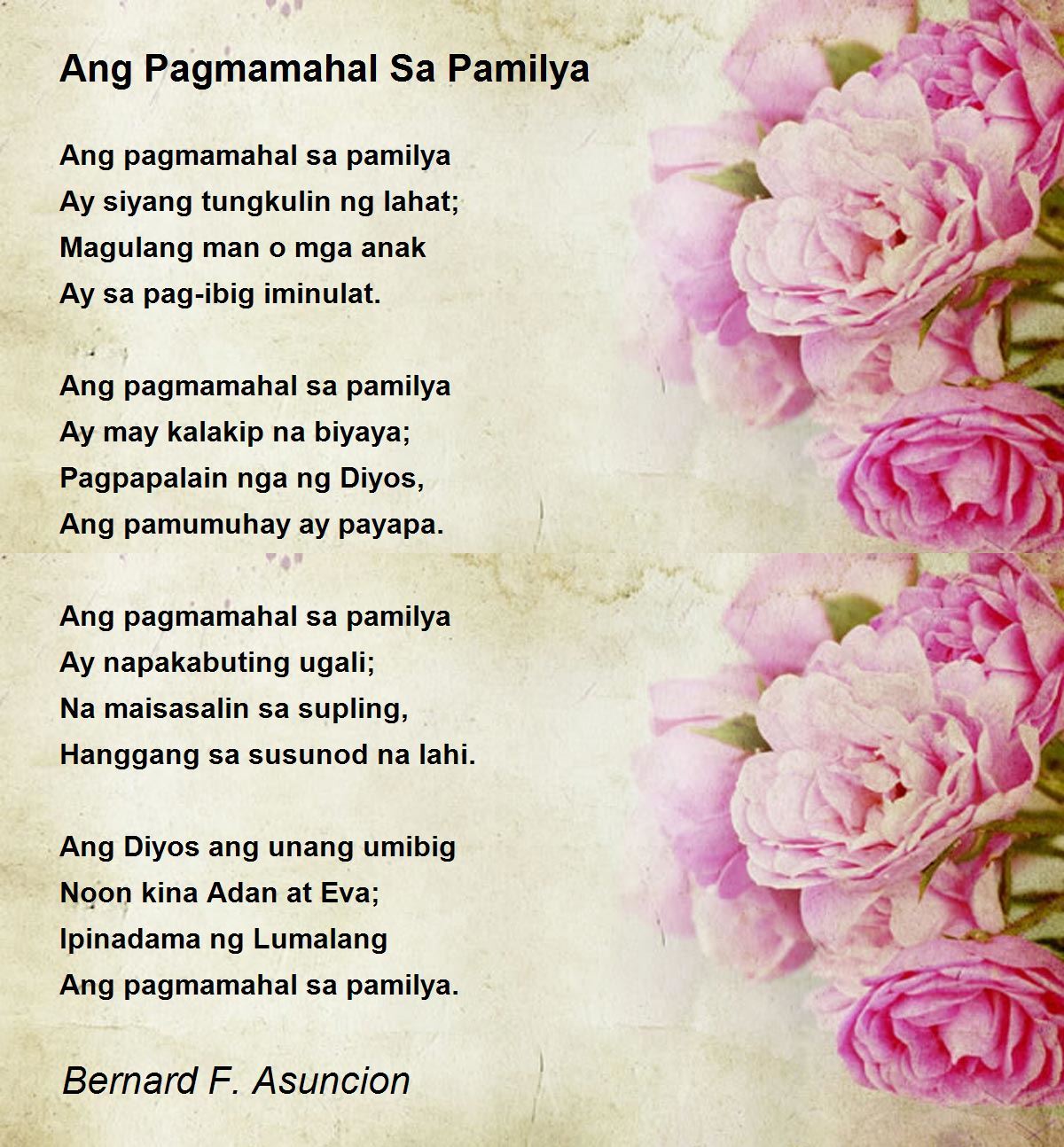 Ang Pagmamahal Sa Pamilya Ang Pagmamahal Sa Pamilya Poem By Bernard F