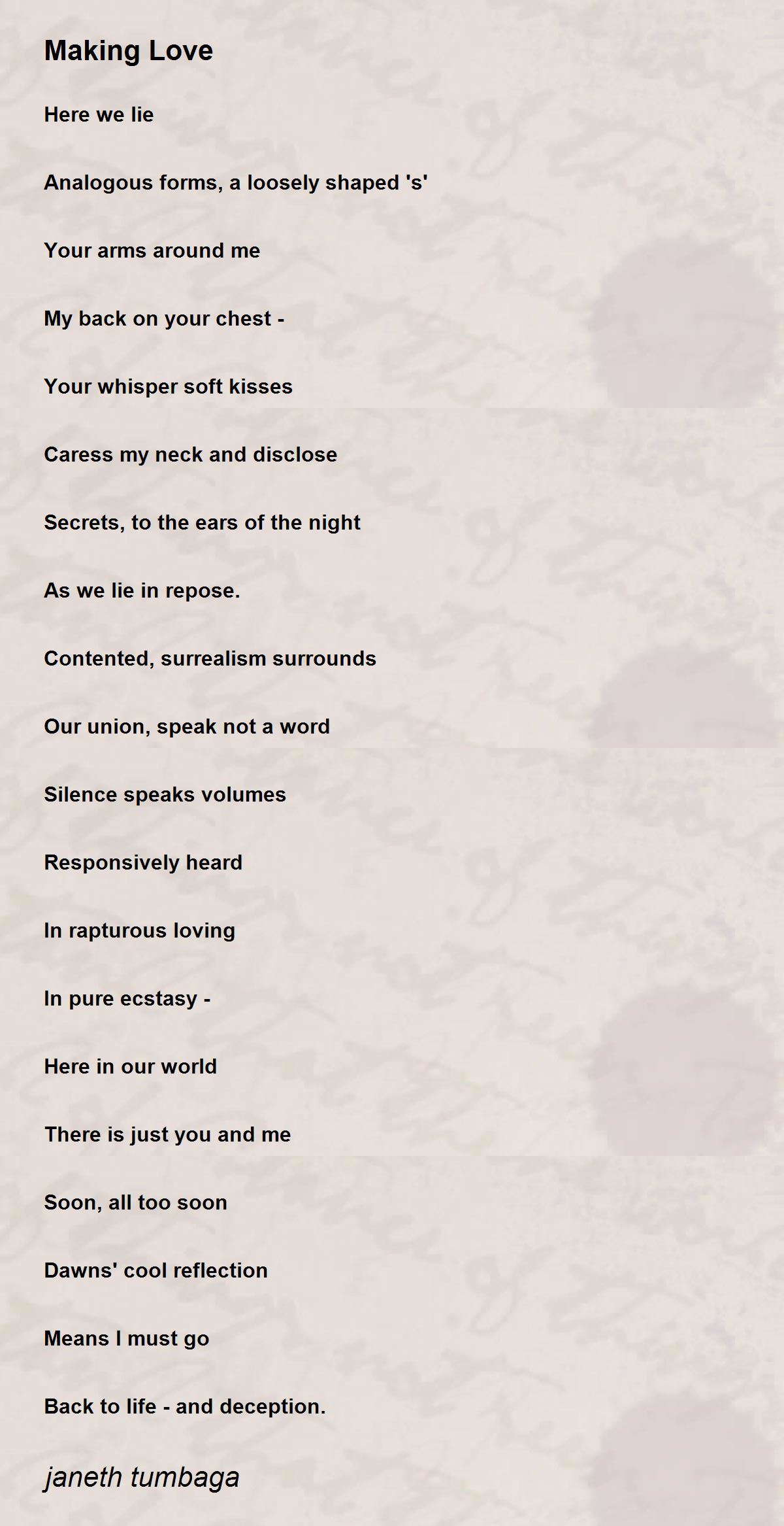 Making Love Making Love Poem by tumbaga