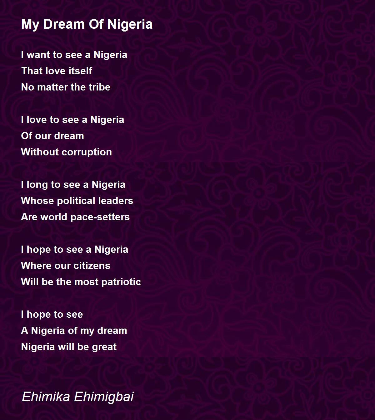 essay writing nigeria of my dream