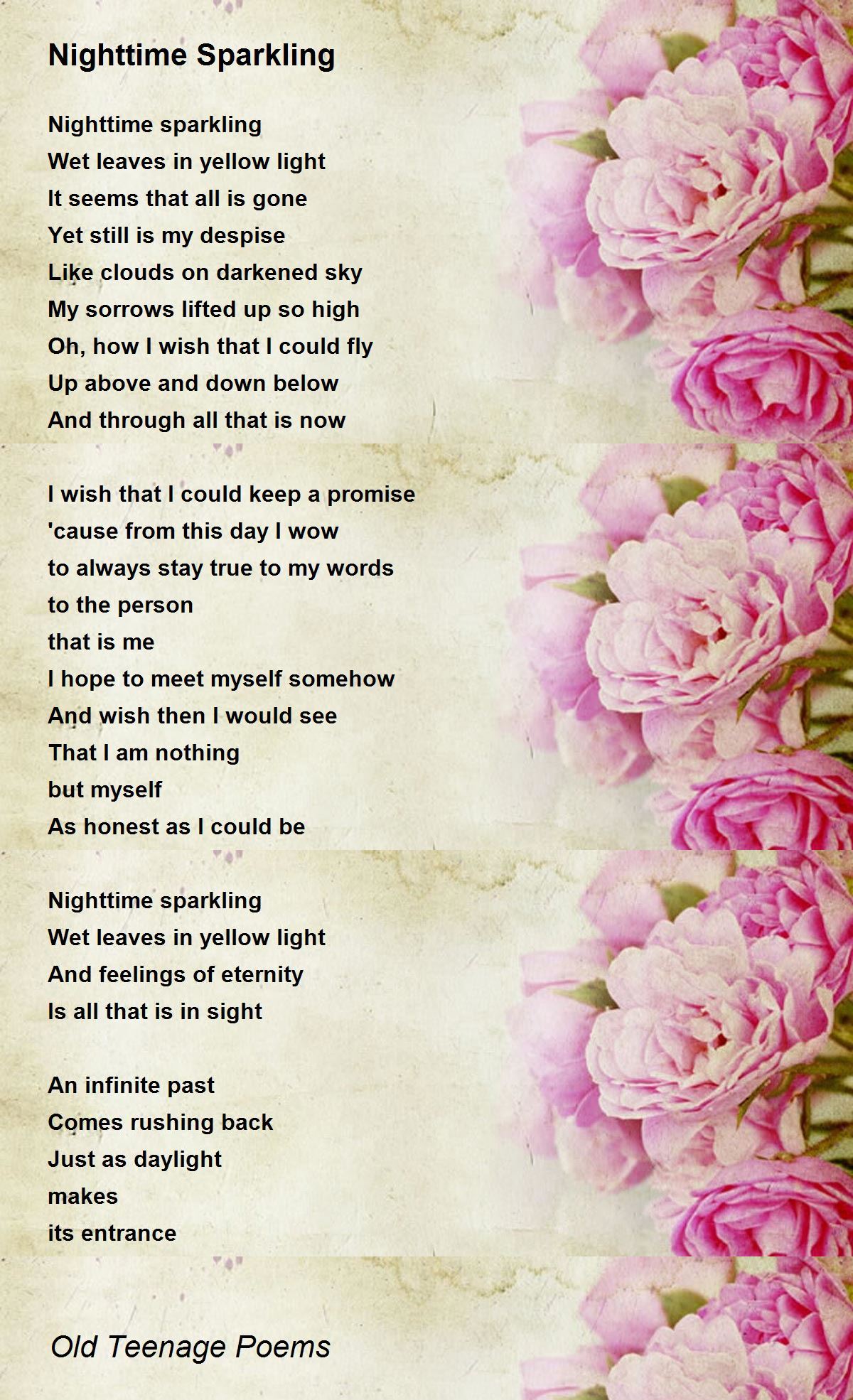 Nighttime Sparkling Nighttime Sparkling Poem by Old Teenage Poems