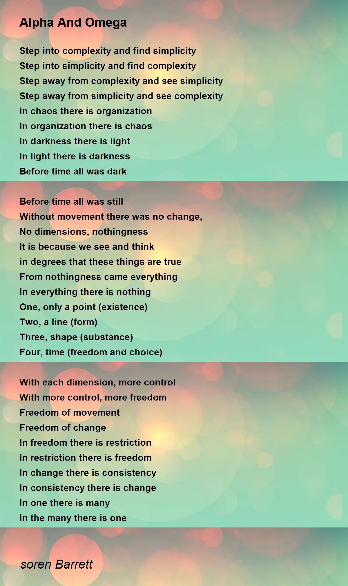 Alpha And Omega Alpha And Omega Poem by soren Barrett