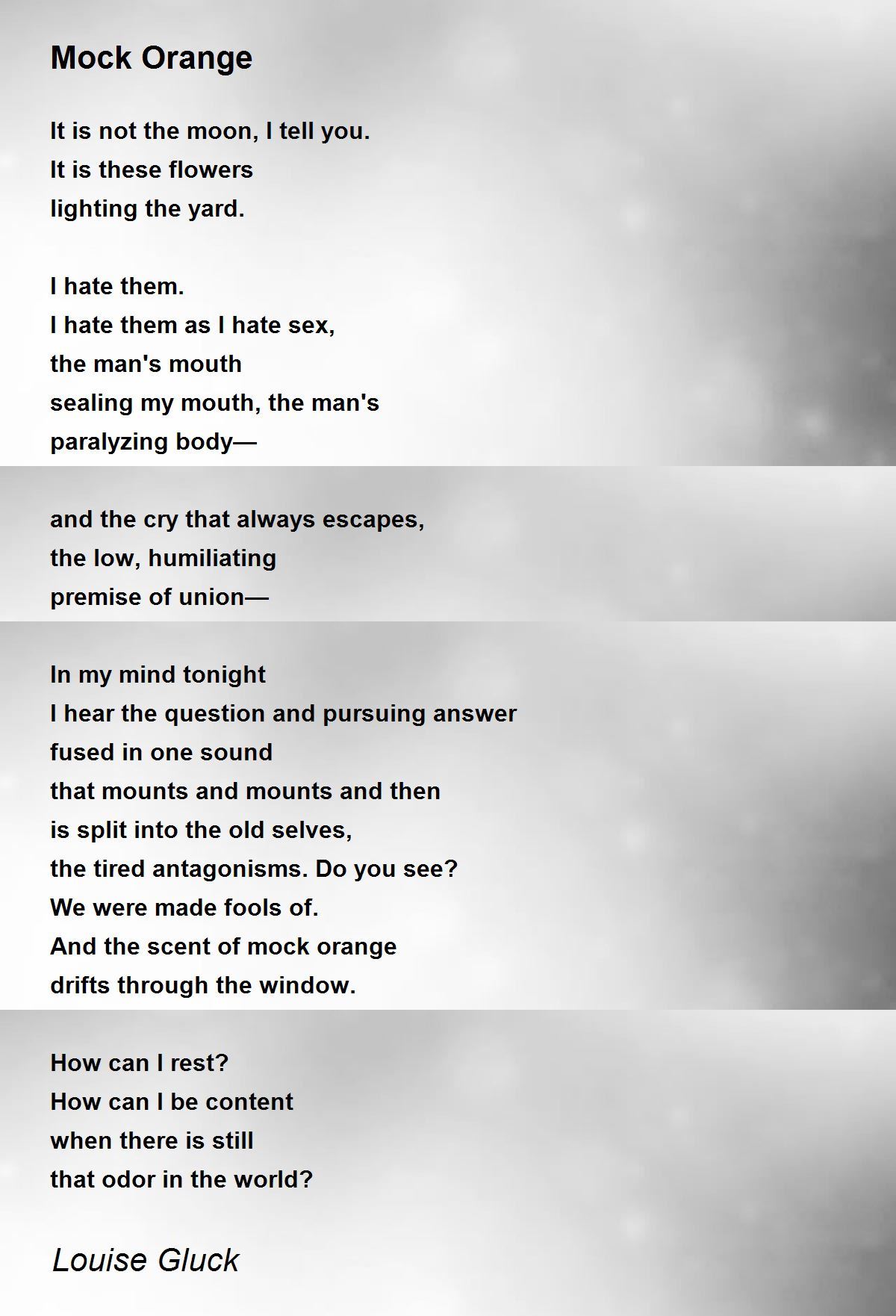 Mock Orange Mock Orange Poem by Louise Gluck