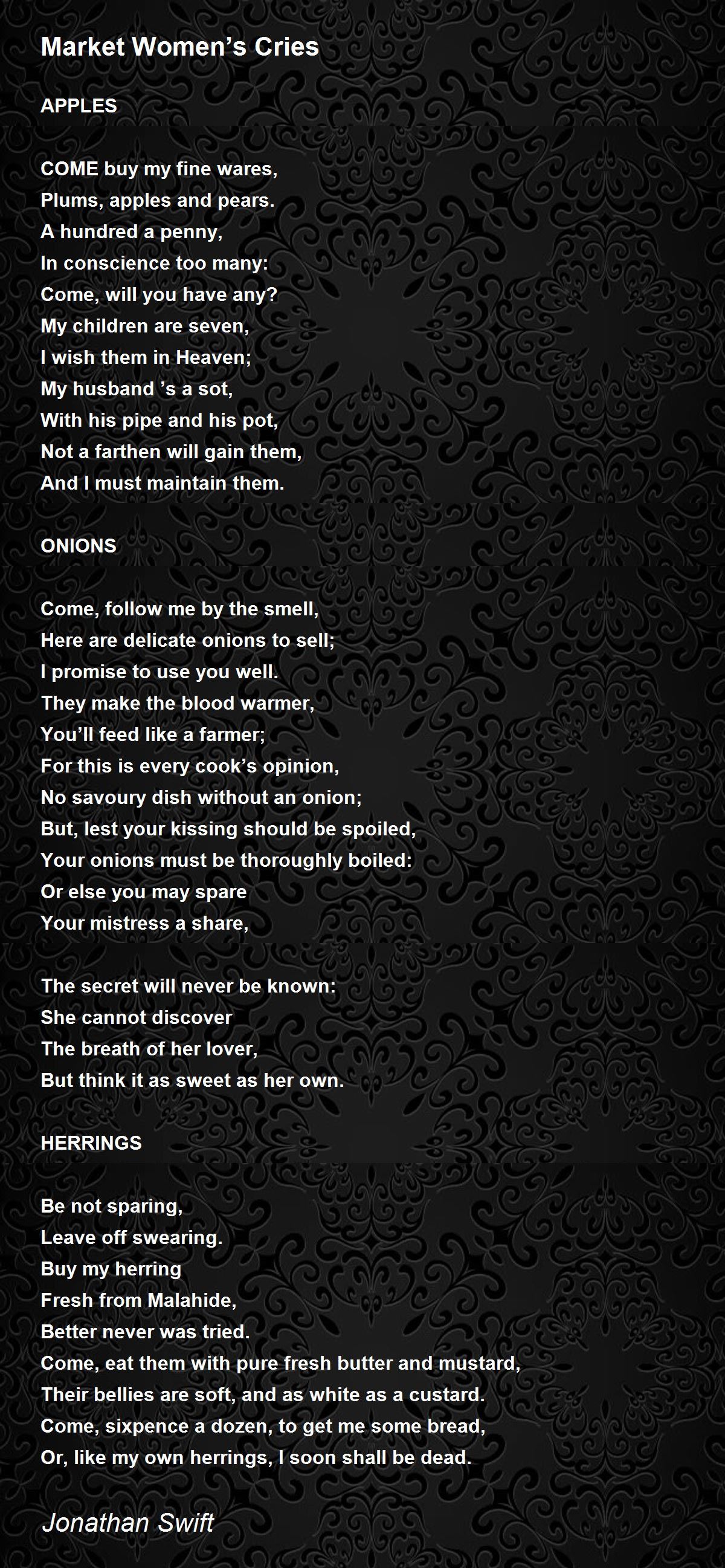 Market Women’s Cries Poem by Jonathan Swift - Poem Hunter