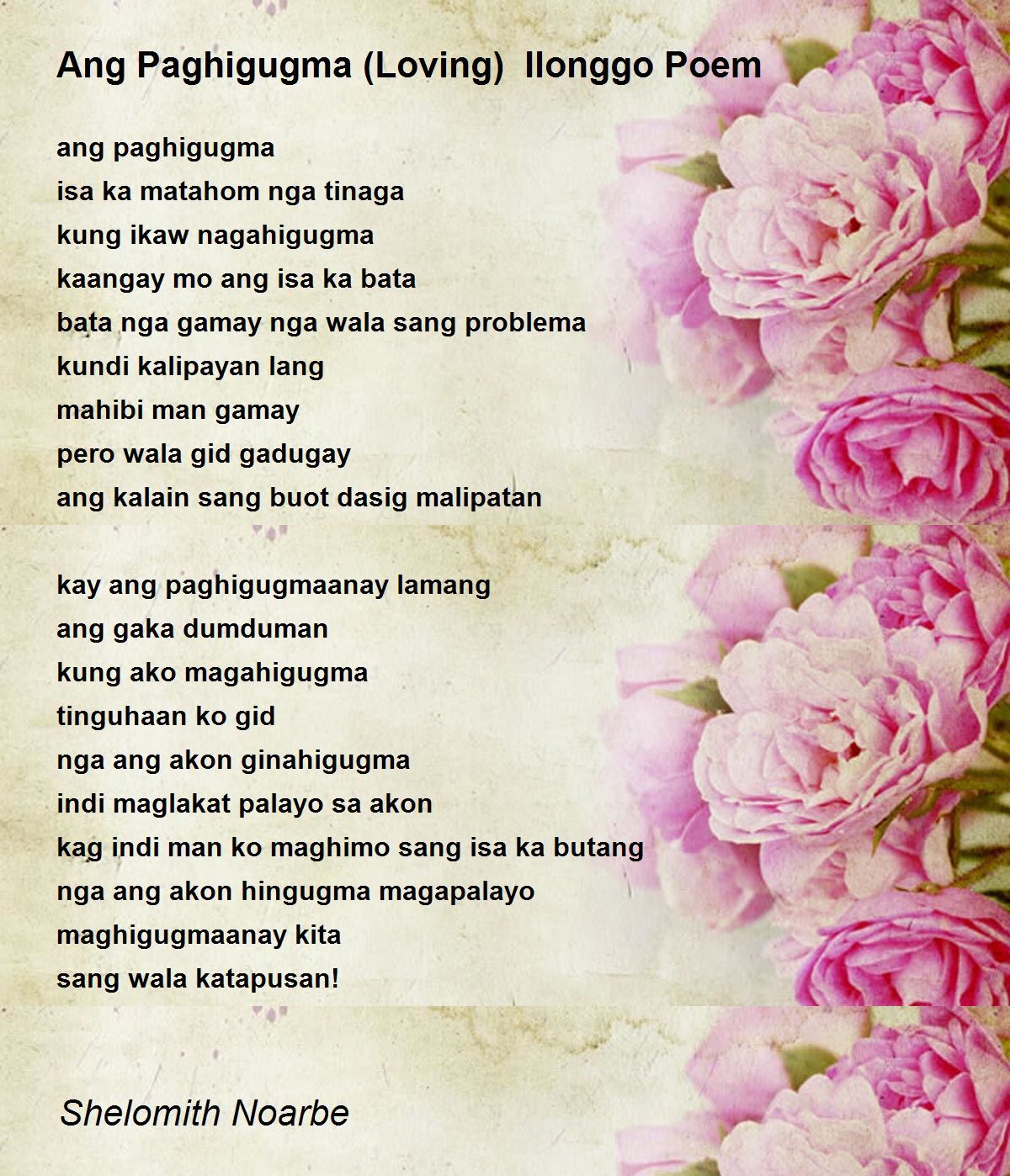 Ang Paghigugma (Loving) Ilonggo Poem Poem by Shelomith Noarbe - Poem