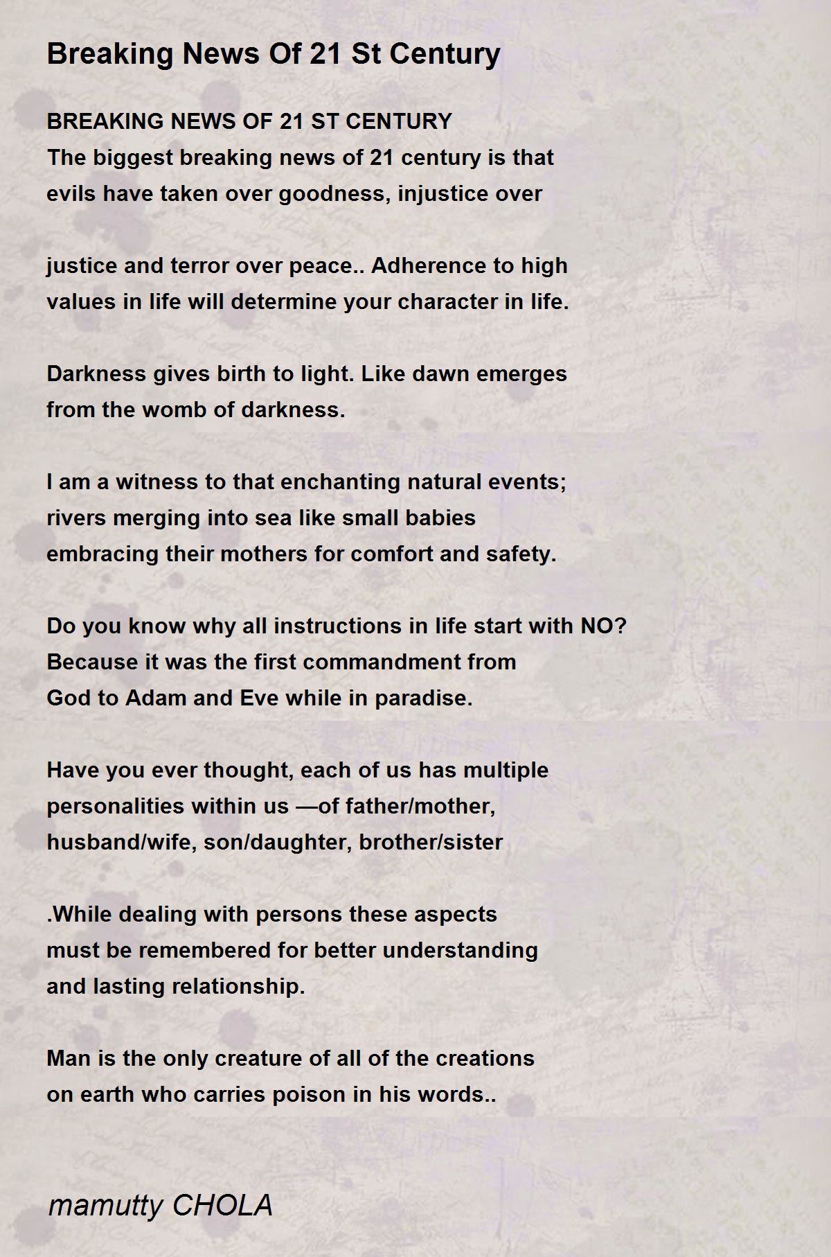 Breaking News Of 21 St Century Breaking News Of 21 St Century Poem By