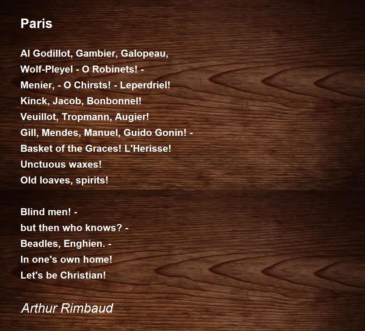 Paris Poem by Arthur Rimbaud - Poem Hunter