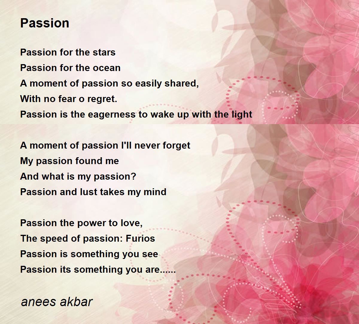 Passion Passion Poem by anees akbar