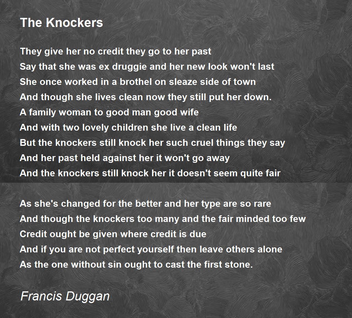 The Knockers The Knockers Poem by Francis Duggan