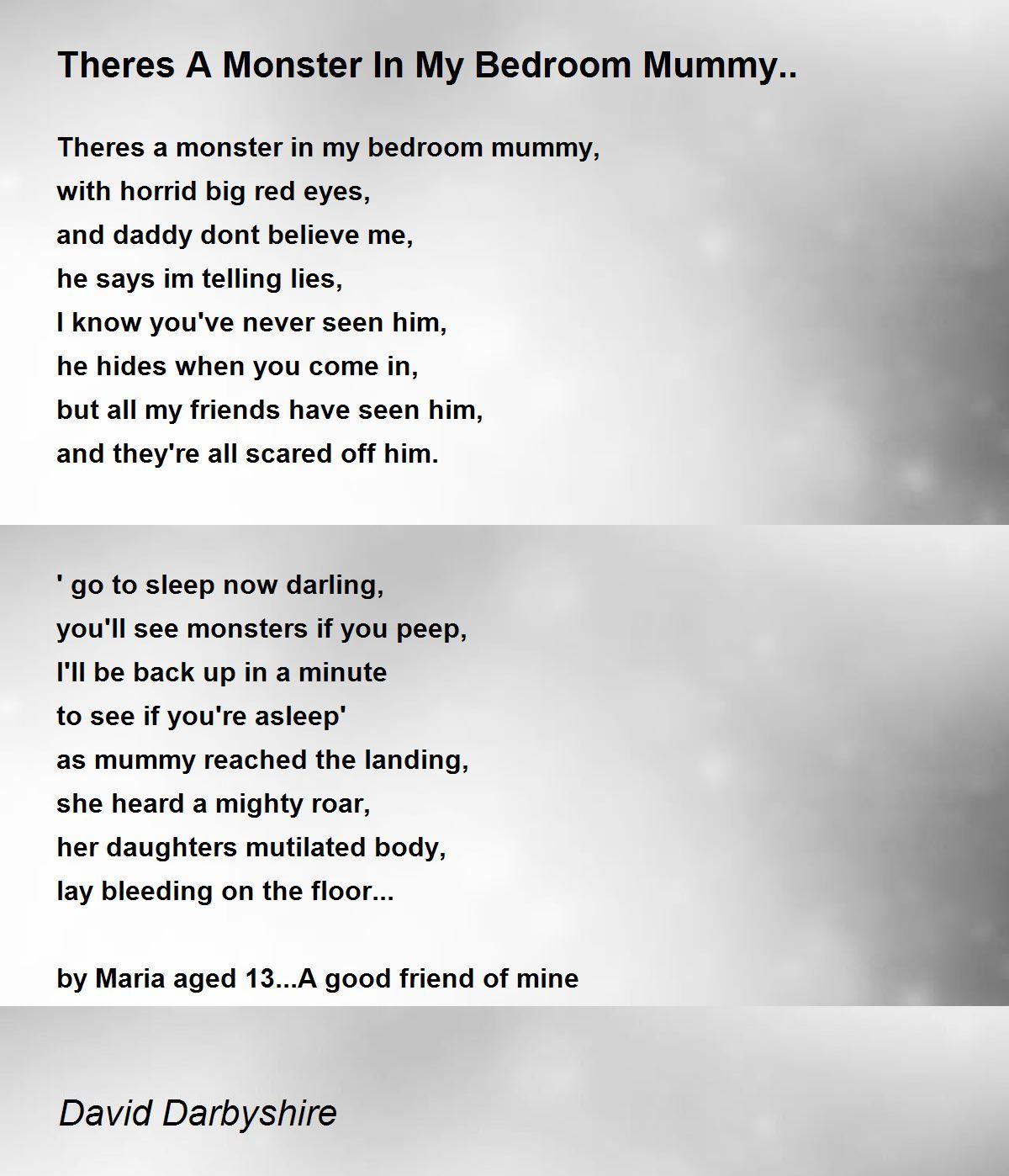 Theres A Monster In My Bedroom Mummy.. Theres A Monster In My Bedroom