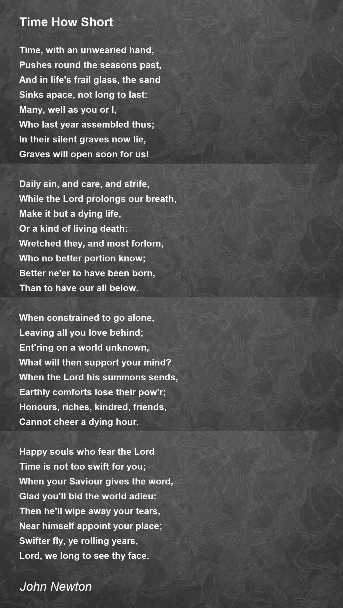 Time How Short Time How Short Poem by John Newton