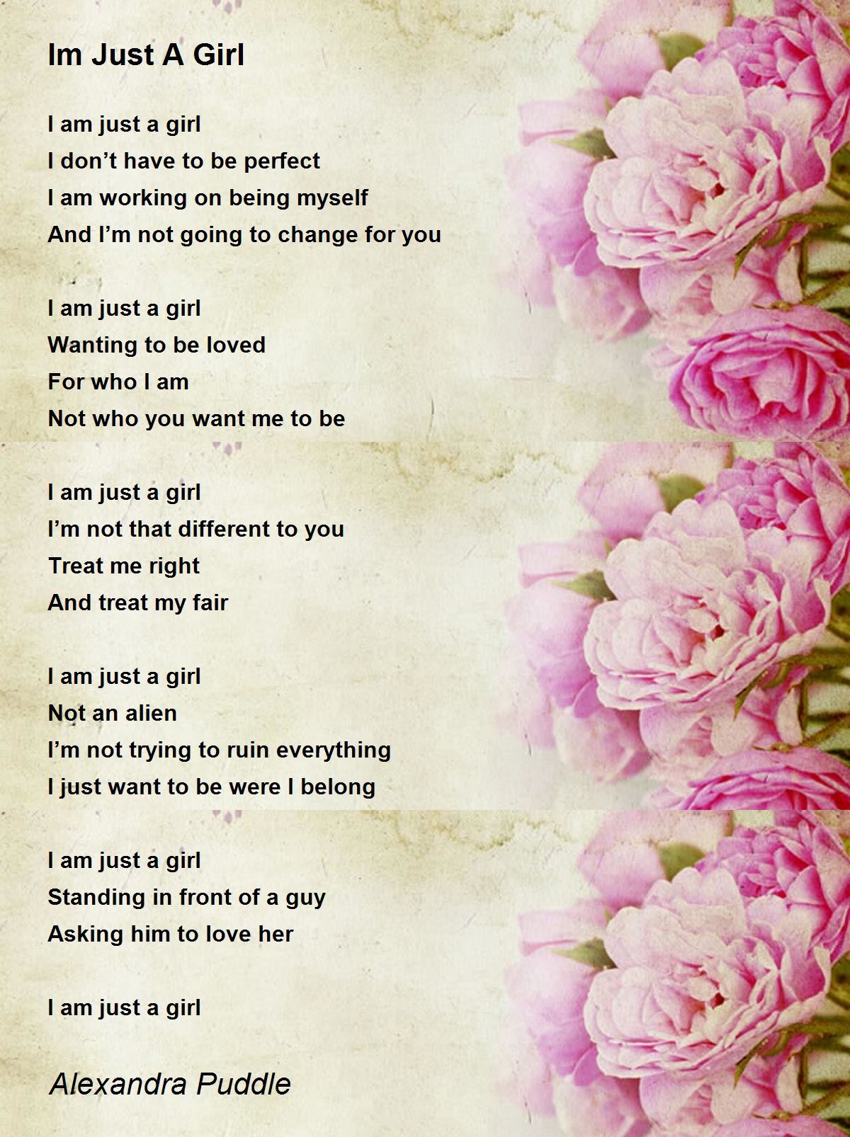 Im Just A Girl Im Just A Girl Poem by Alexandra Puddle