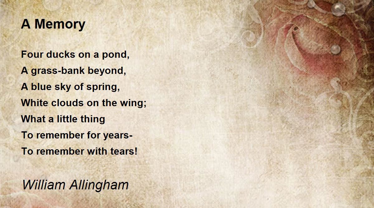 2 how write to a page biography Memory Allingham William Poem  A Hunter Poem by