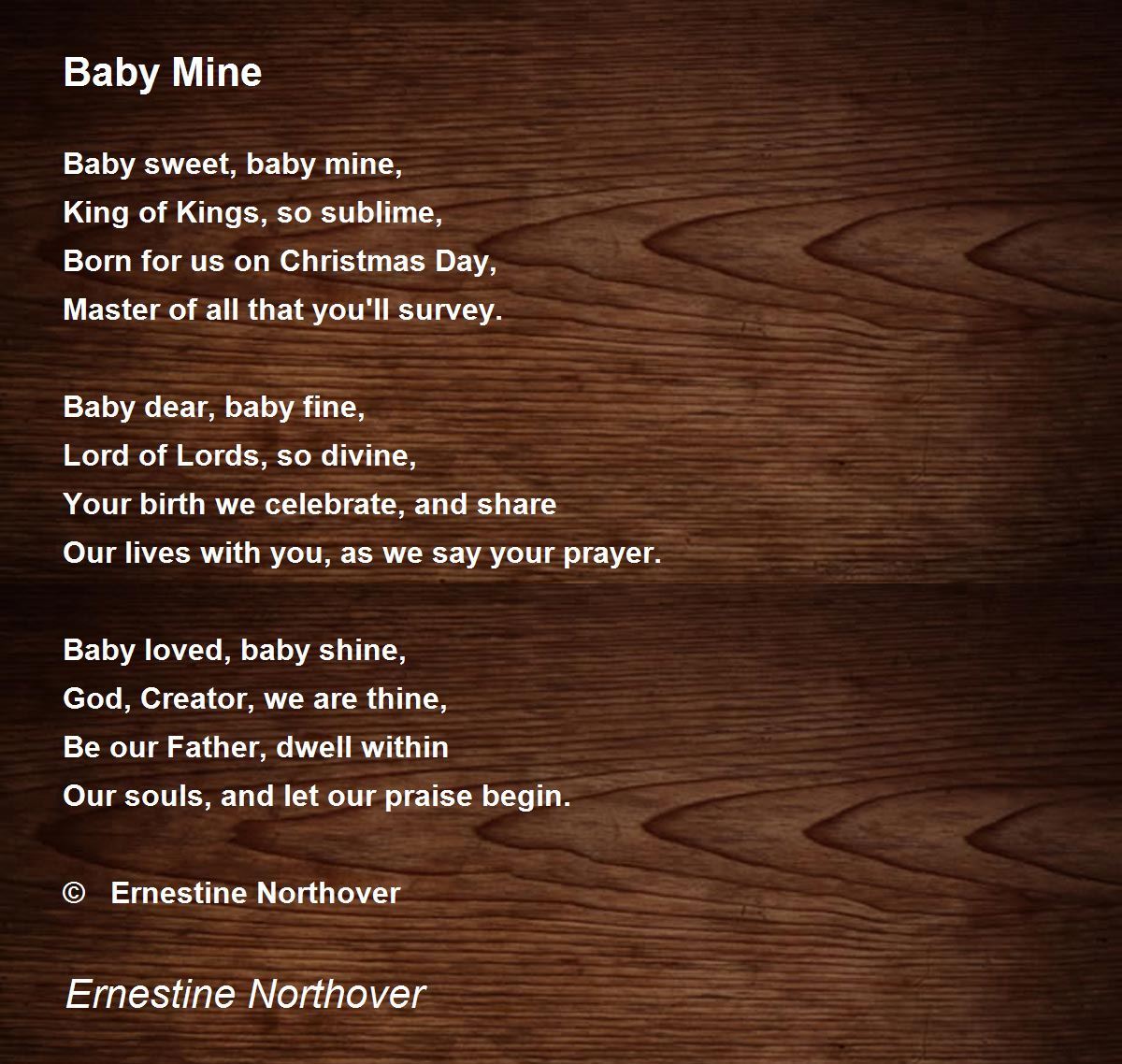 Baby Mine Baby Mine Poem by Ernestine Northover