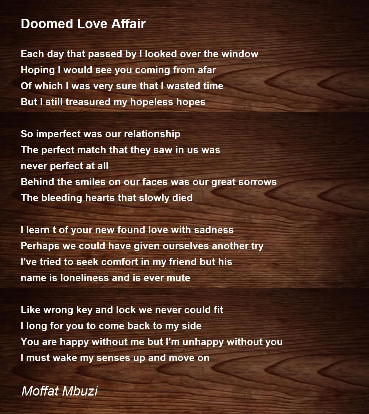 Doomed Love Affair Doomed Love Affair Poem by Moffat Mbuzi