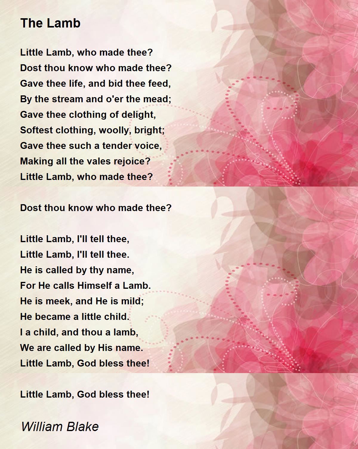 The Lamb - The Lamb Poem by William Blake