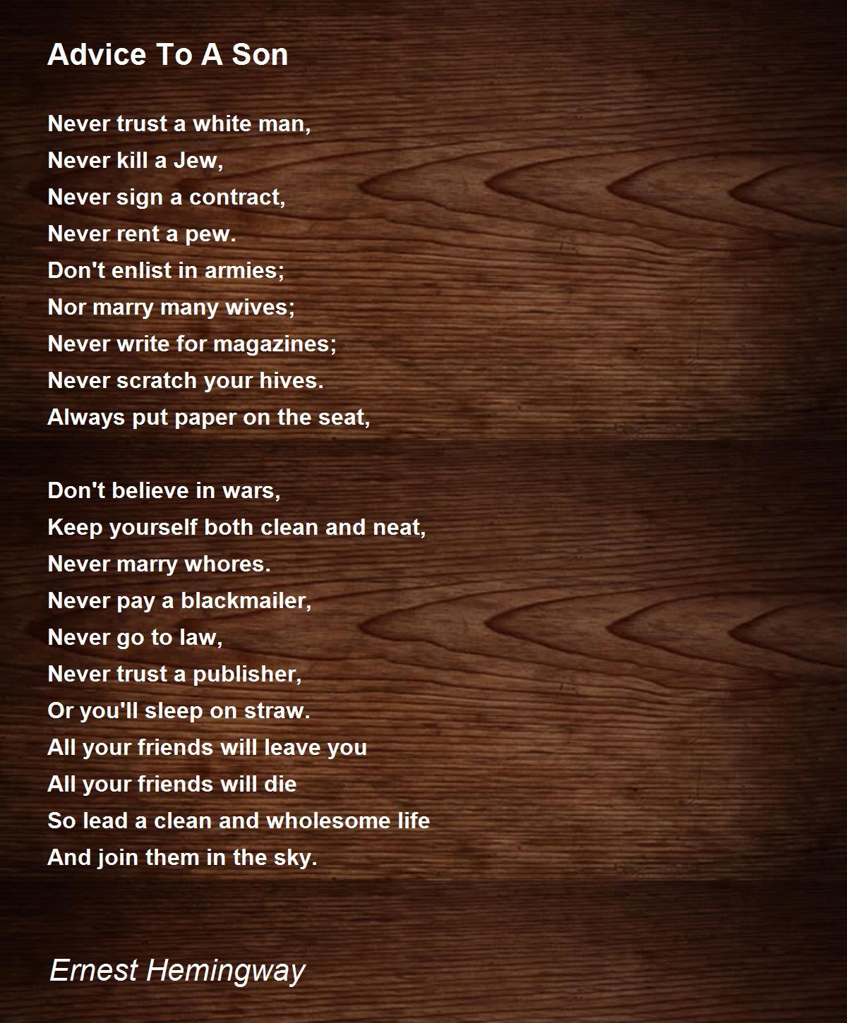 a fathers advice to his son poem