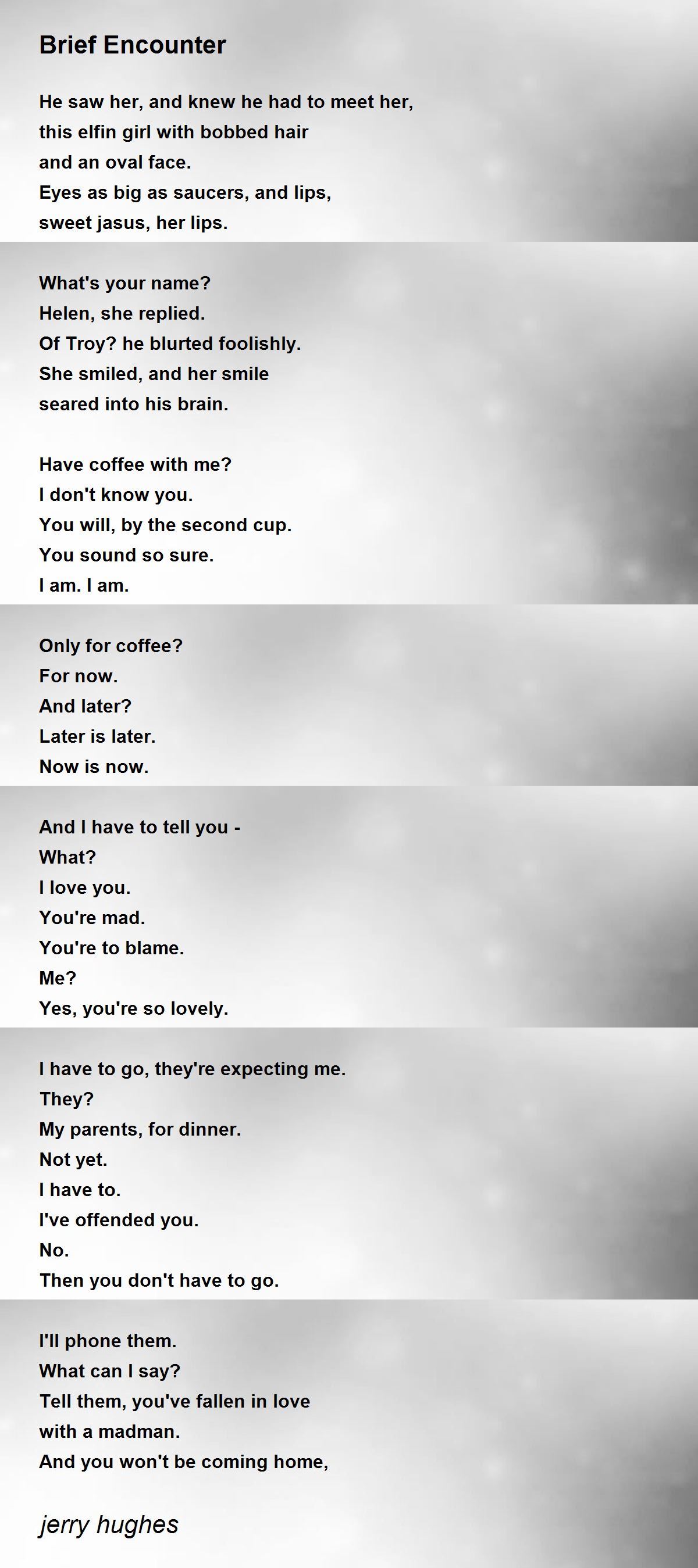 Brief Encounter Brief Encounter Poem by jerry hughes