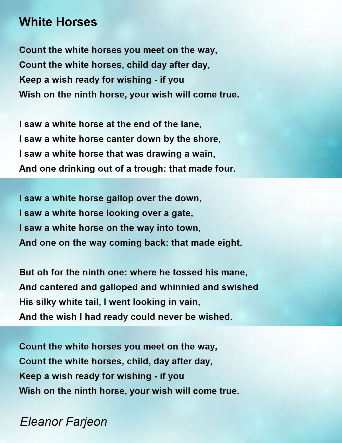 White Horses White Horses Poem by Eleanor Farjeon