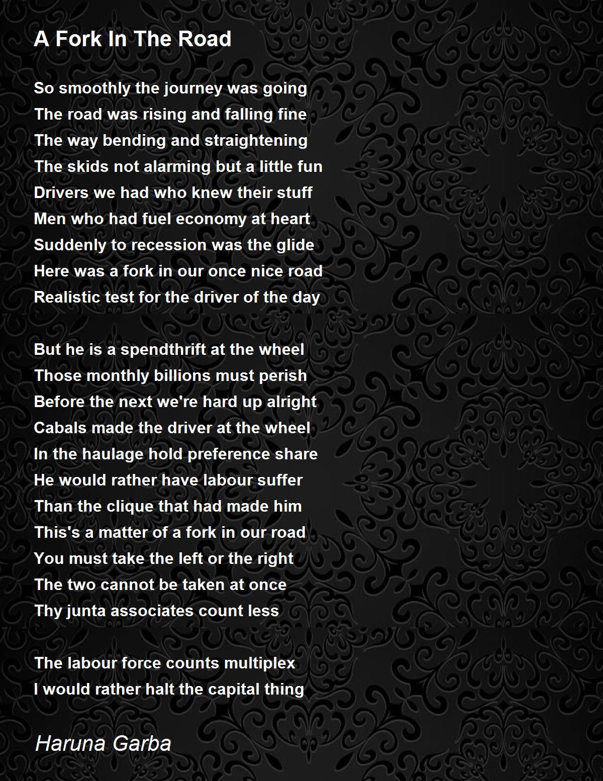 A Fork In The Road Poem by Haruna Garba Poem Hunter