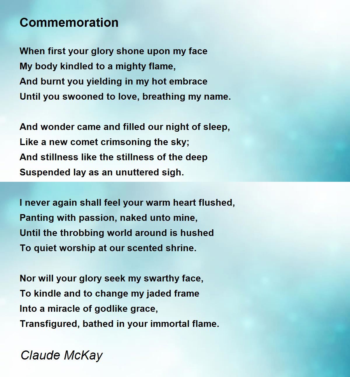 Commemoration Poem by Claude McKay - Poem Hunter