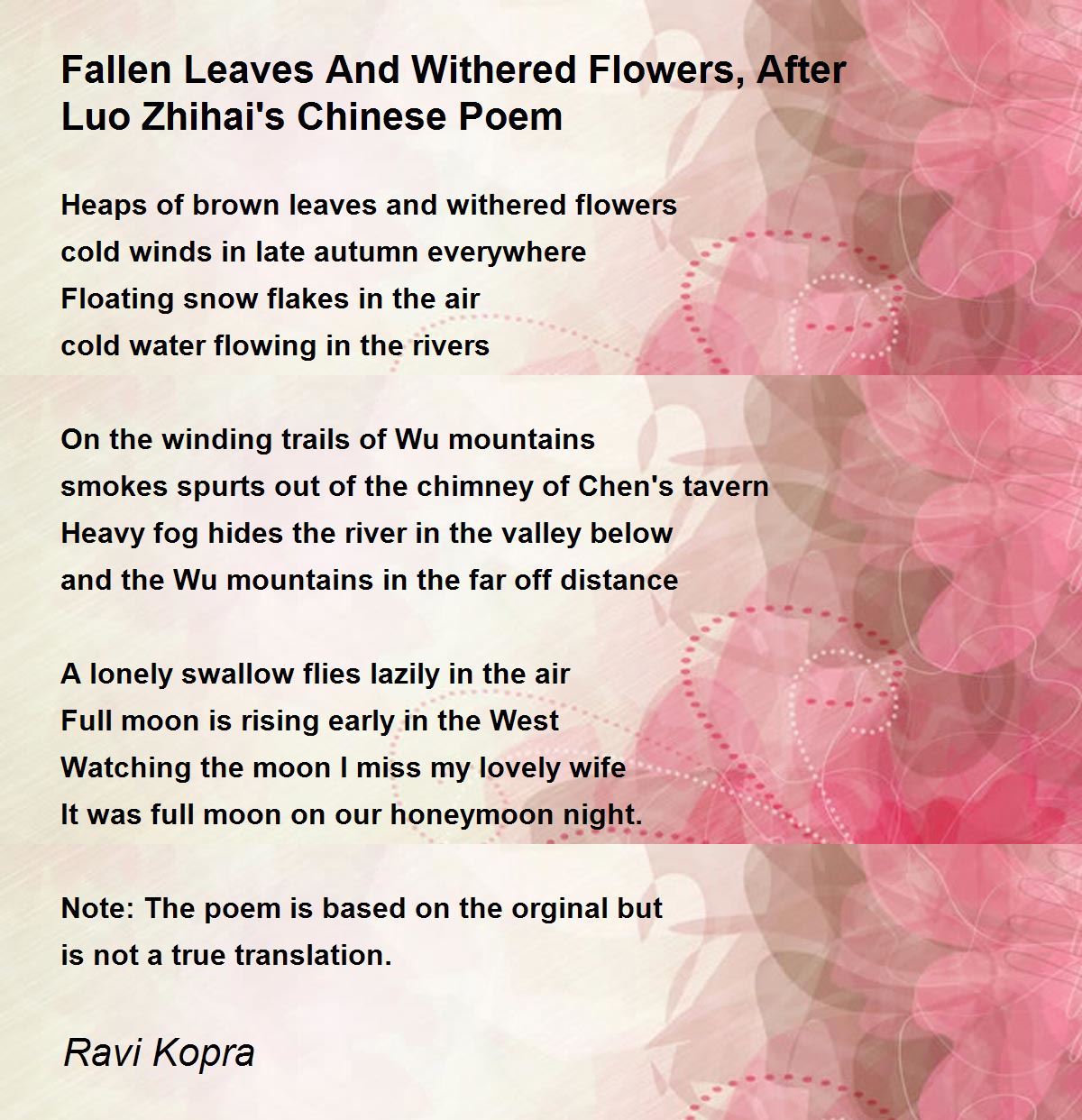 Fallen Leaves And Withered Flowers, After Luo Zhihai's Chinese Poem