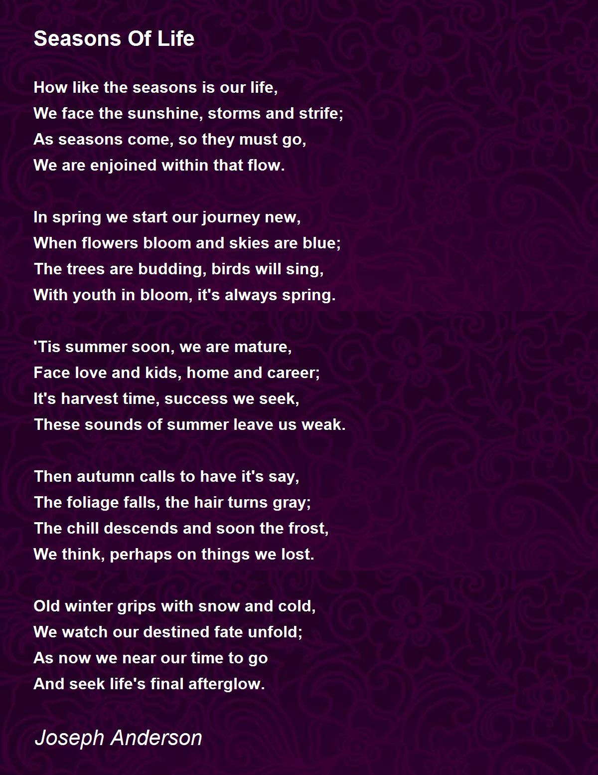 Seasons Of Life Poem by Joseph Anderson - Poem Hunter