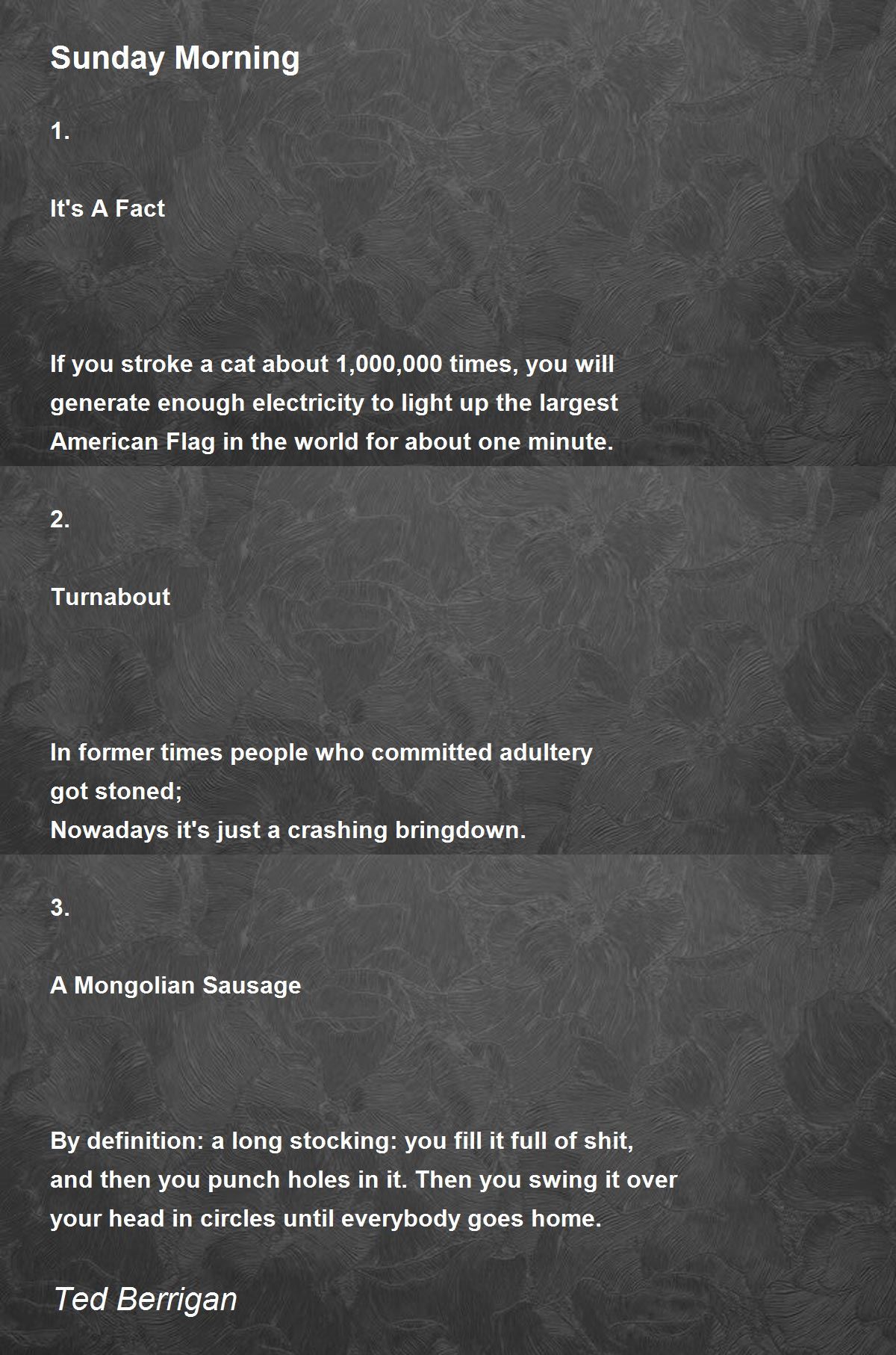 Sunday Morning Poem by Ted Berrigan Poem Hunter