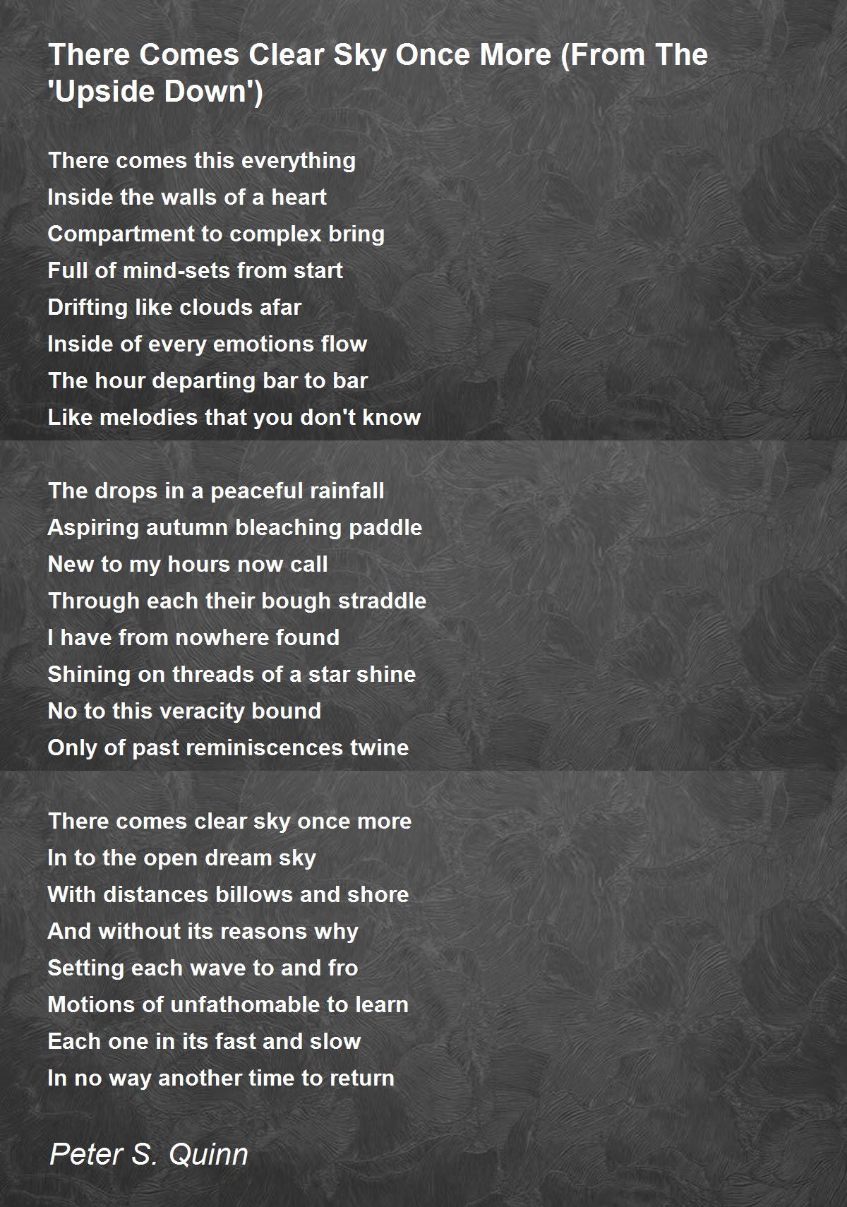 There Comes Clear Sky Once More (From The 'Upside Down') There Comes