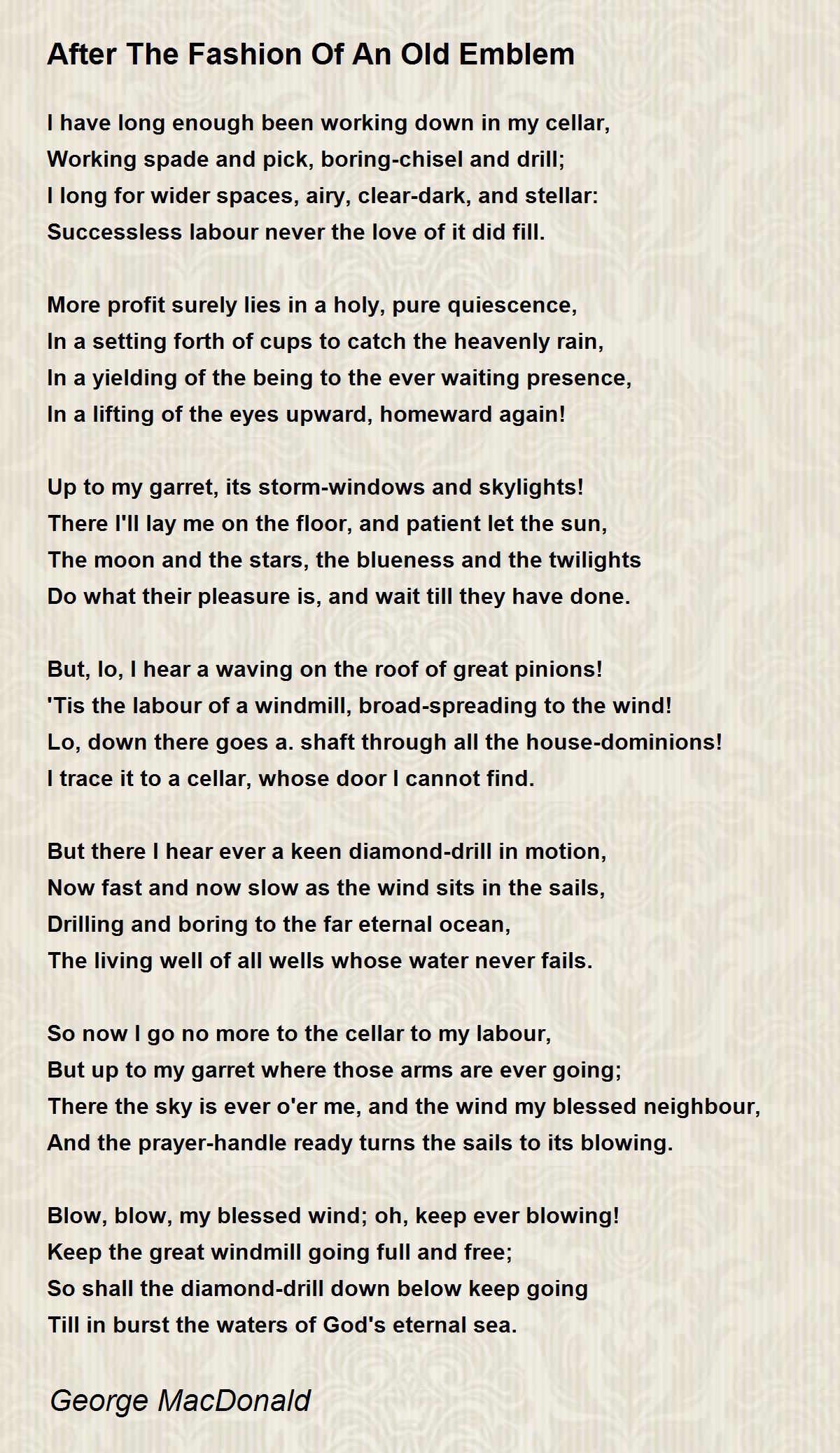 After The Fashion Of An Old Emblem by MacDonald After The