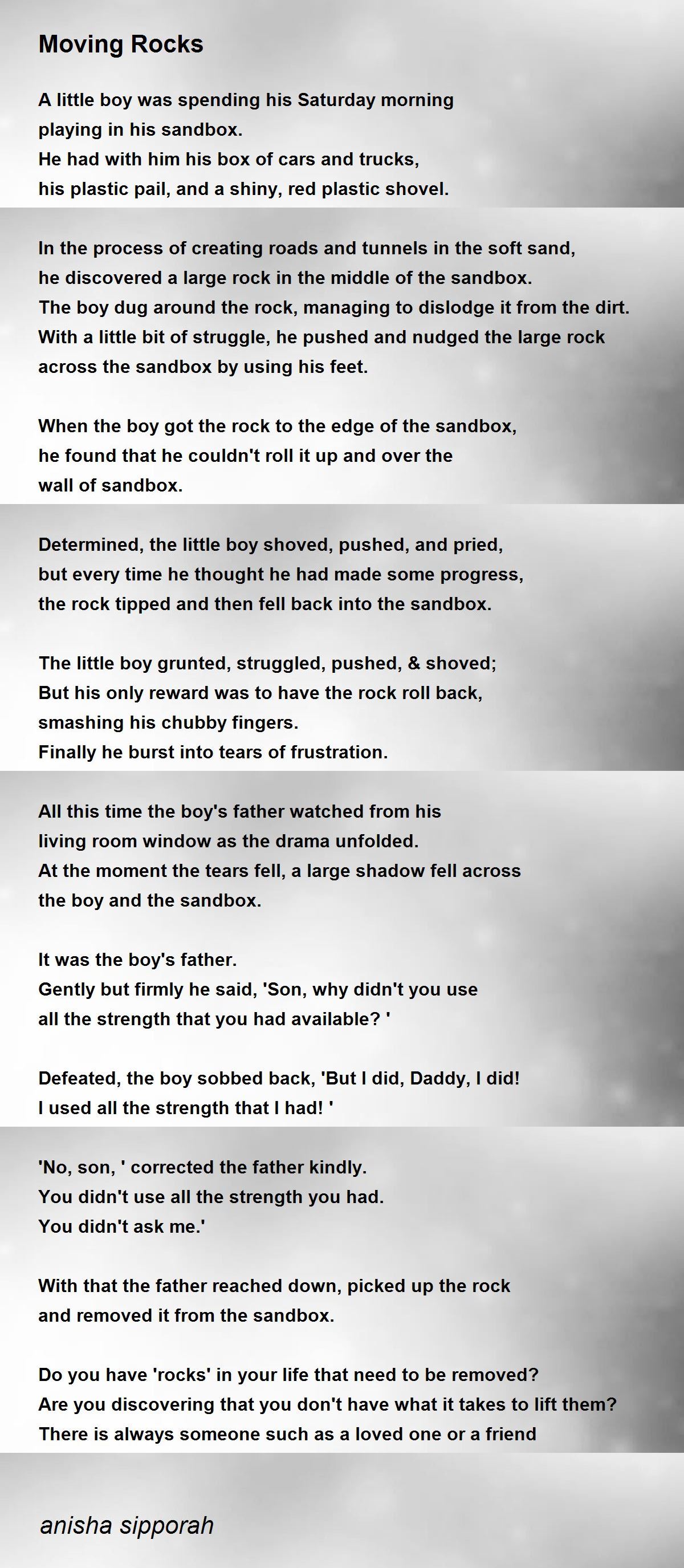 Moving Rocks Moving Rocks Poem By Anisha Sipporah