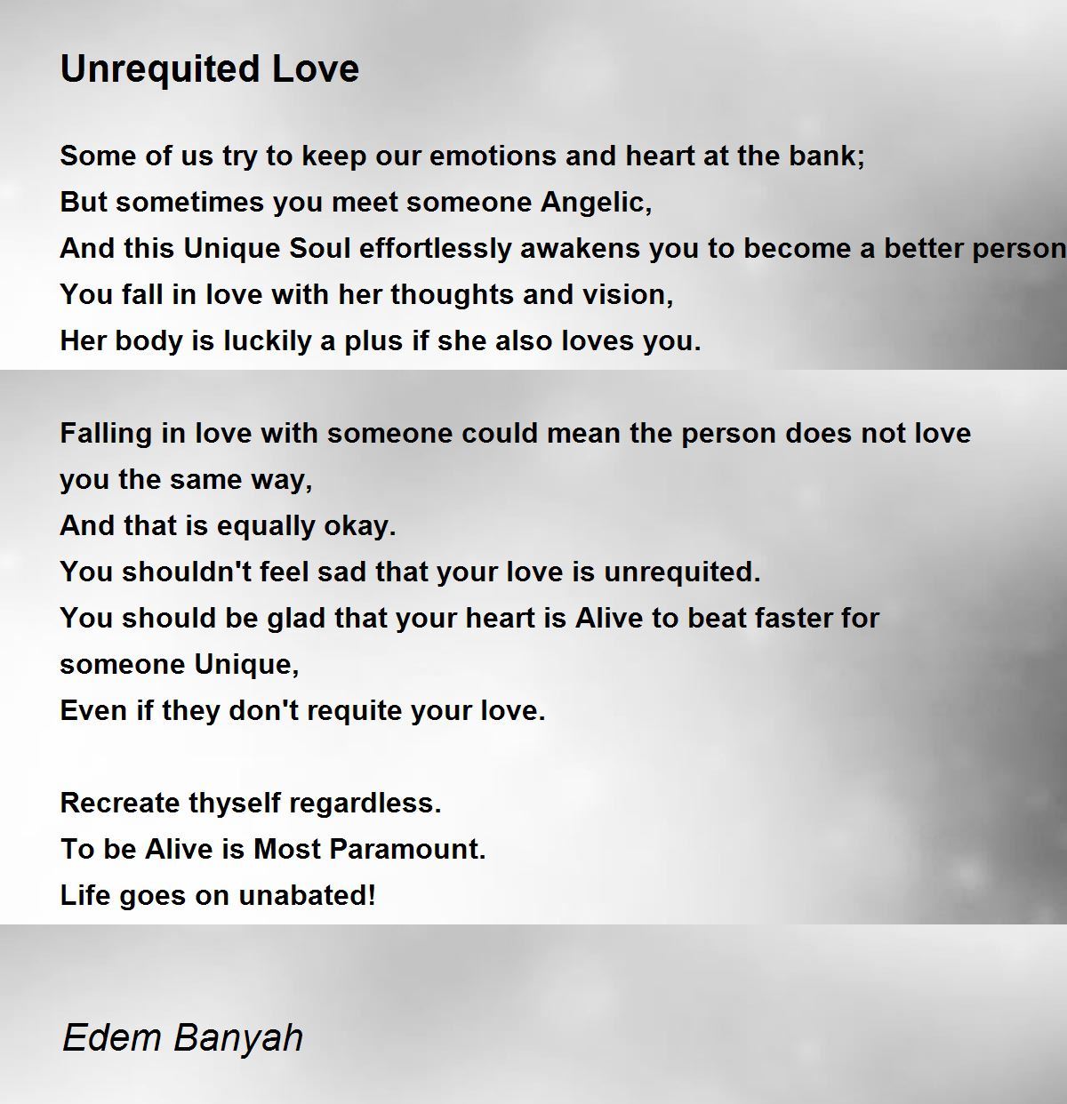 Unrequited Love Unrequited Love Poem by Edem Banyah