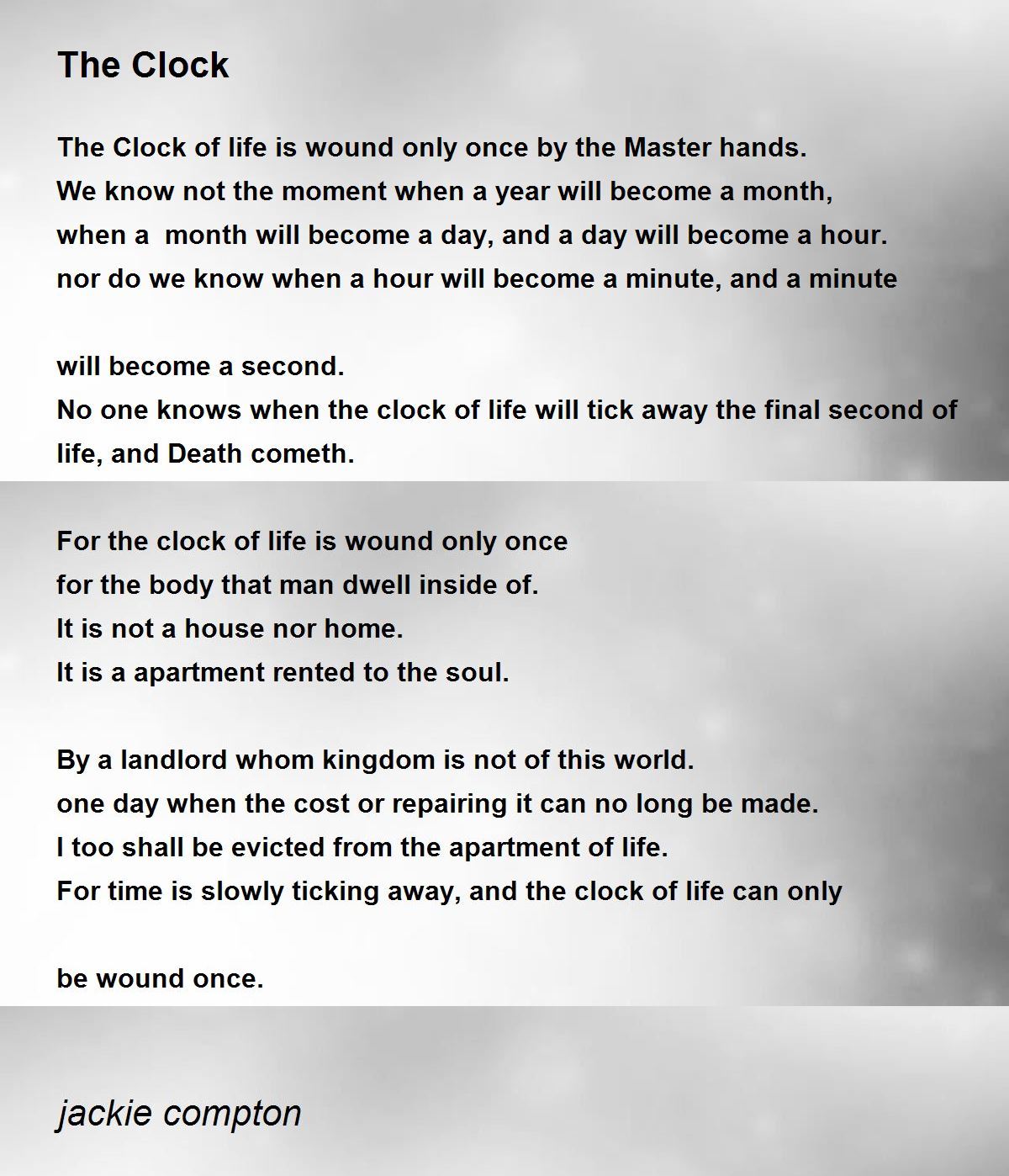 The Clock The Clock Poem by jackie compton