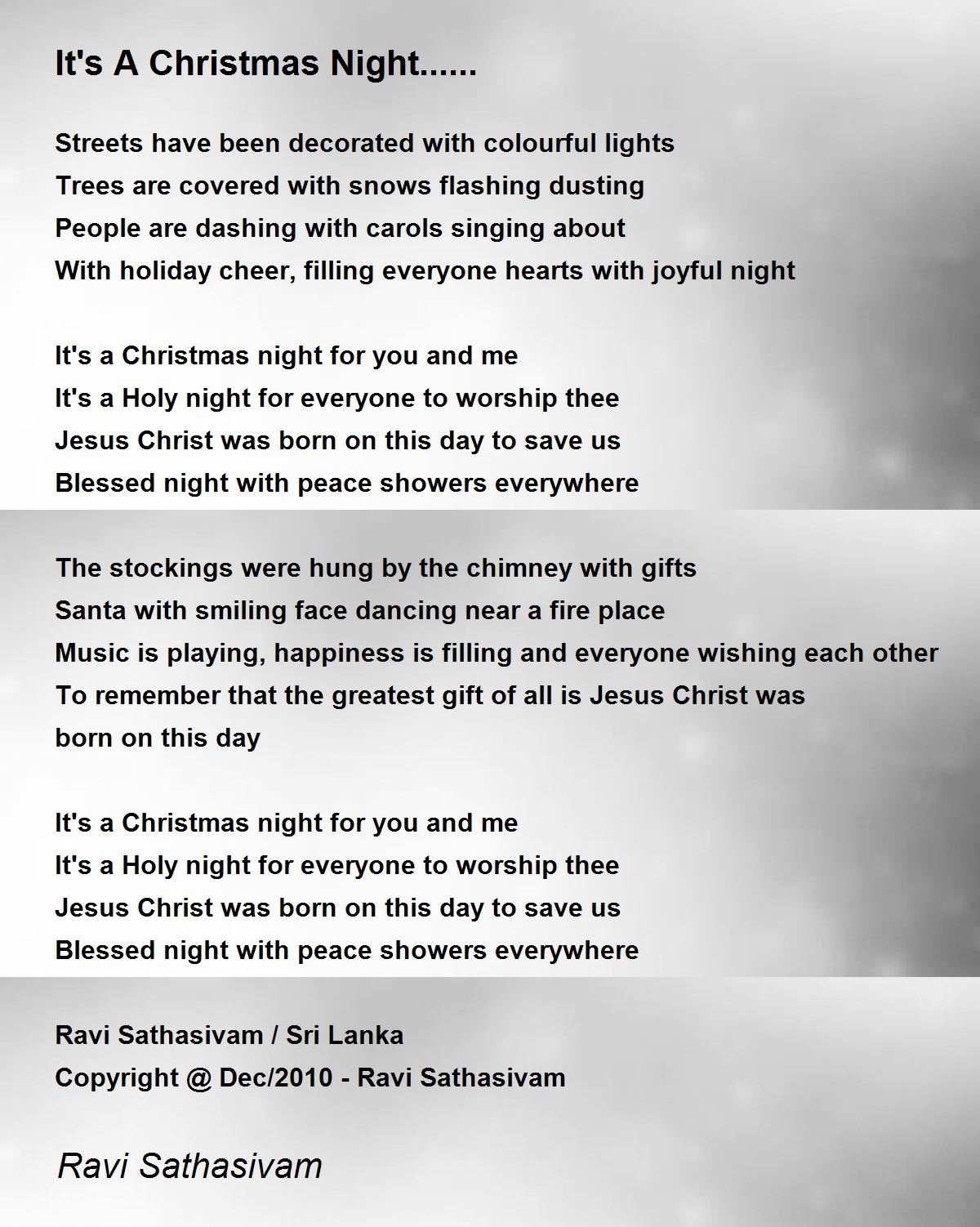 It's A Christmas Night...... It's A Christmas Night...... Poem by