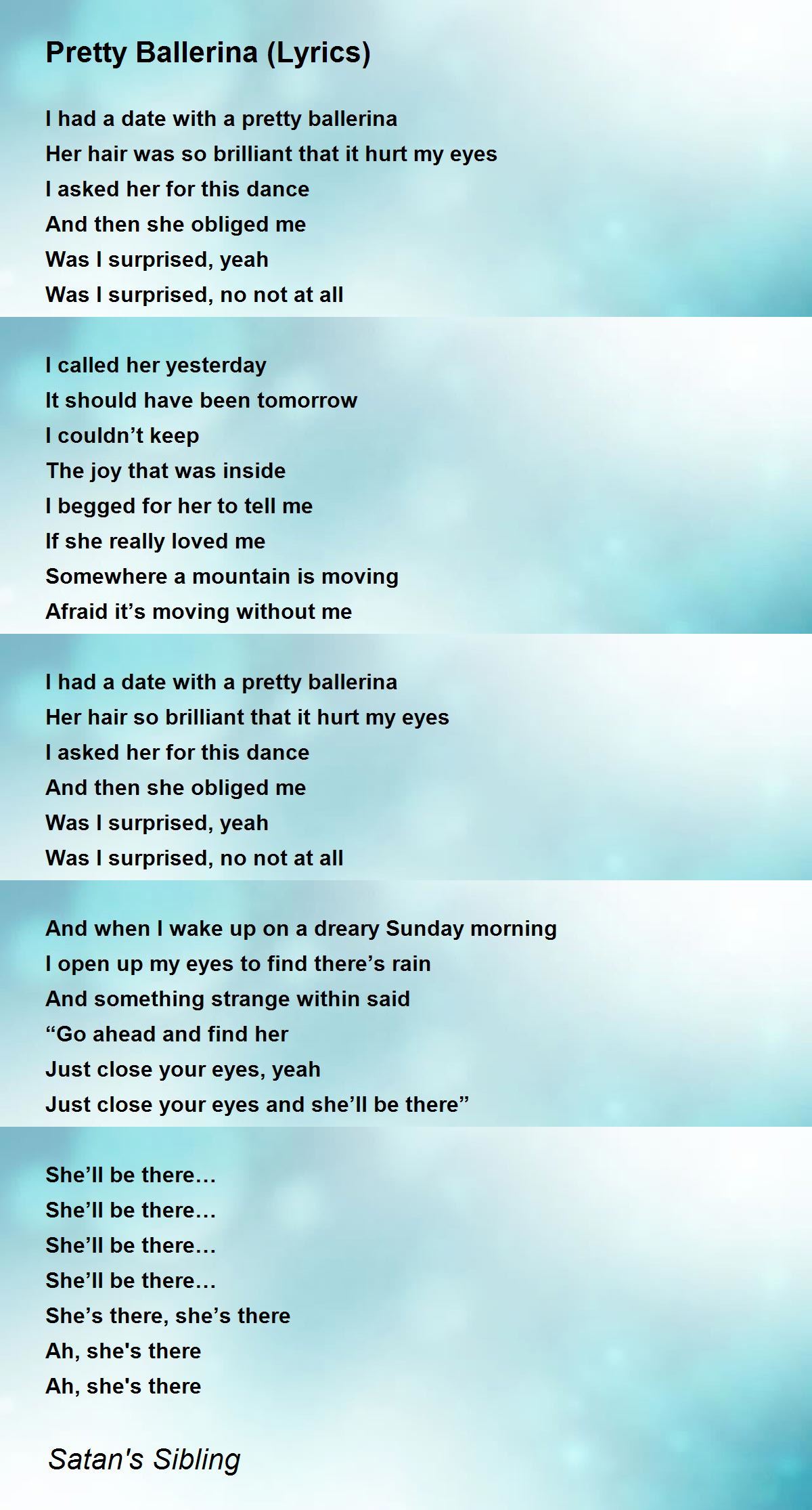 Pretty Ballerina (Lyrics) by Satan's Sibling Pretty Ballerina (Lyrics