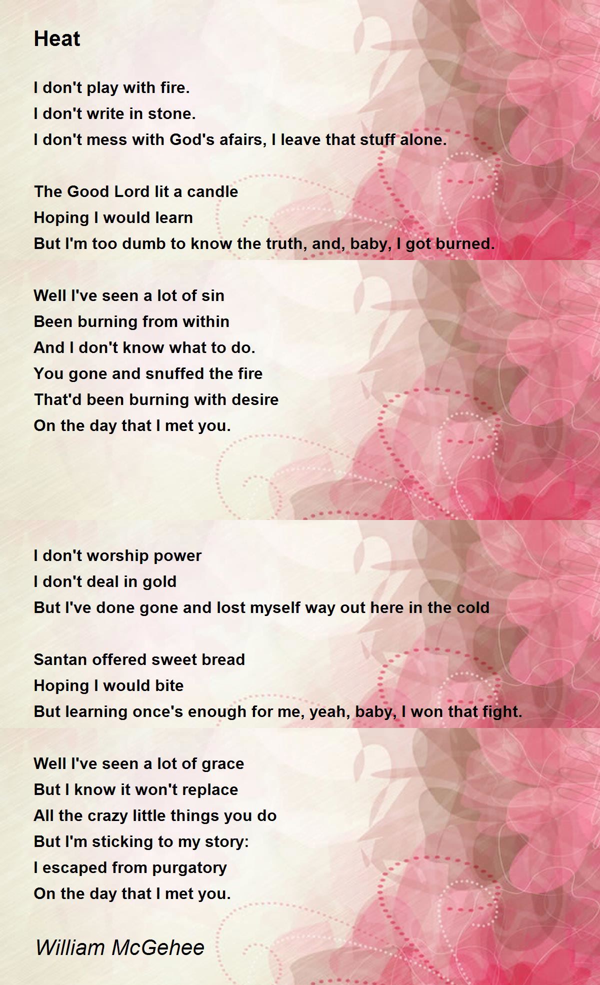 Heat Heat Poem by William McGehee