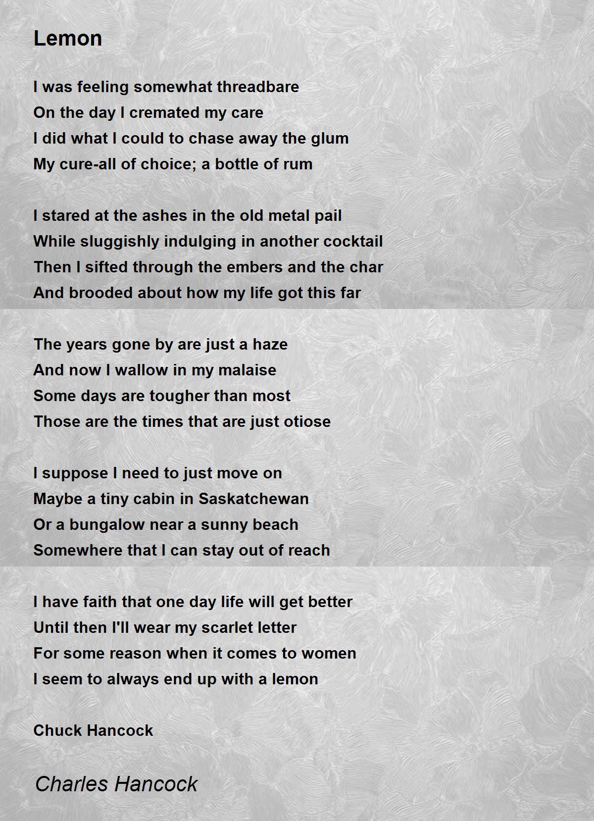 Lemon Lemon Poem by Charles Hancock