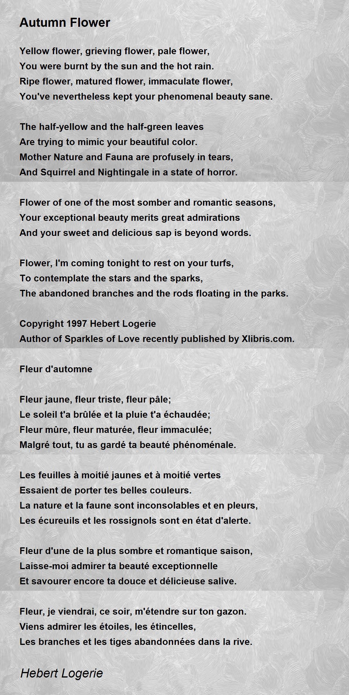 Autumn Flower Autumn Flower Poem by Hebert Logerie